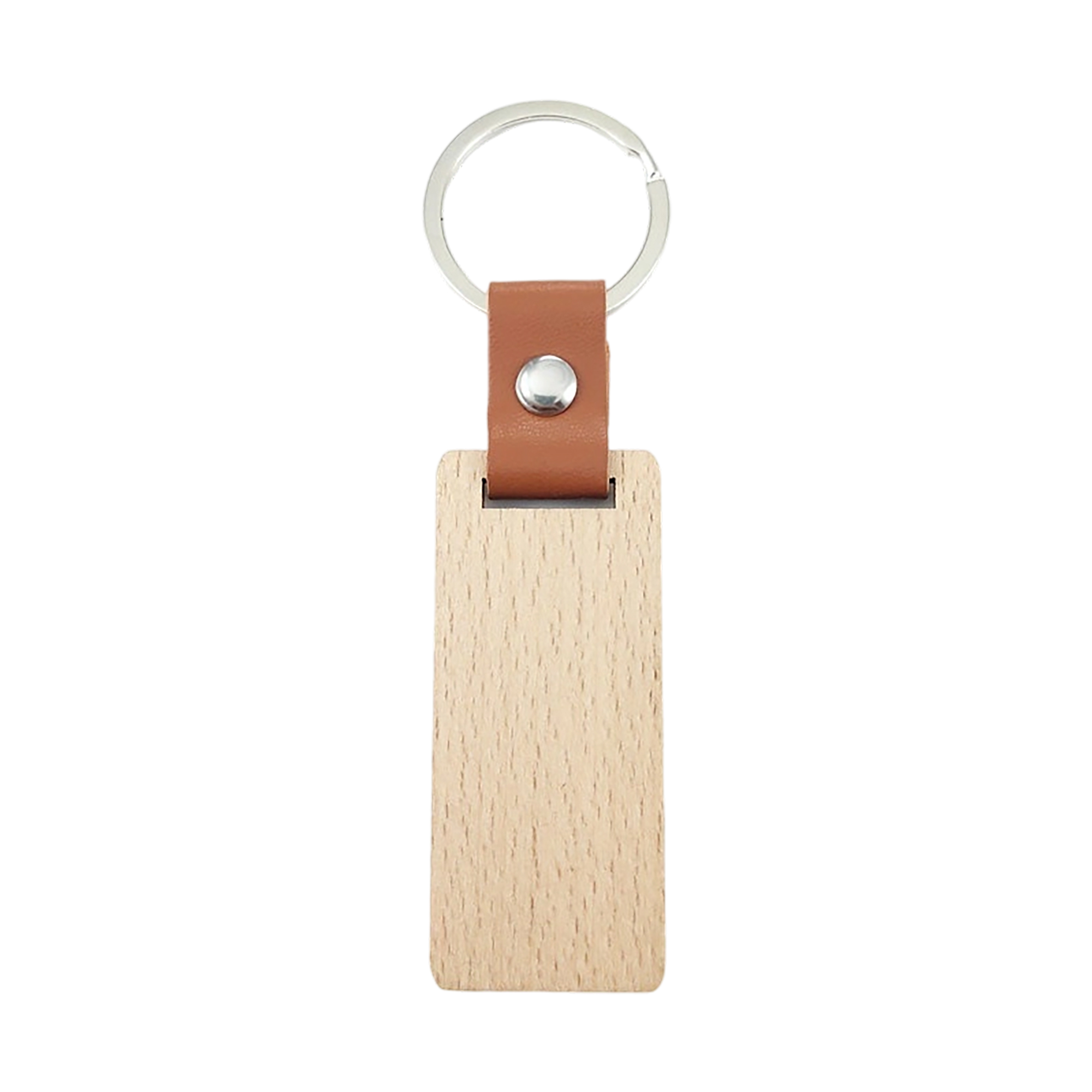 Leather Strap Wood Accent Key Ring Walnut Beech Or Bamboo 4.5" By 1.1" 6