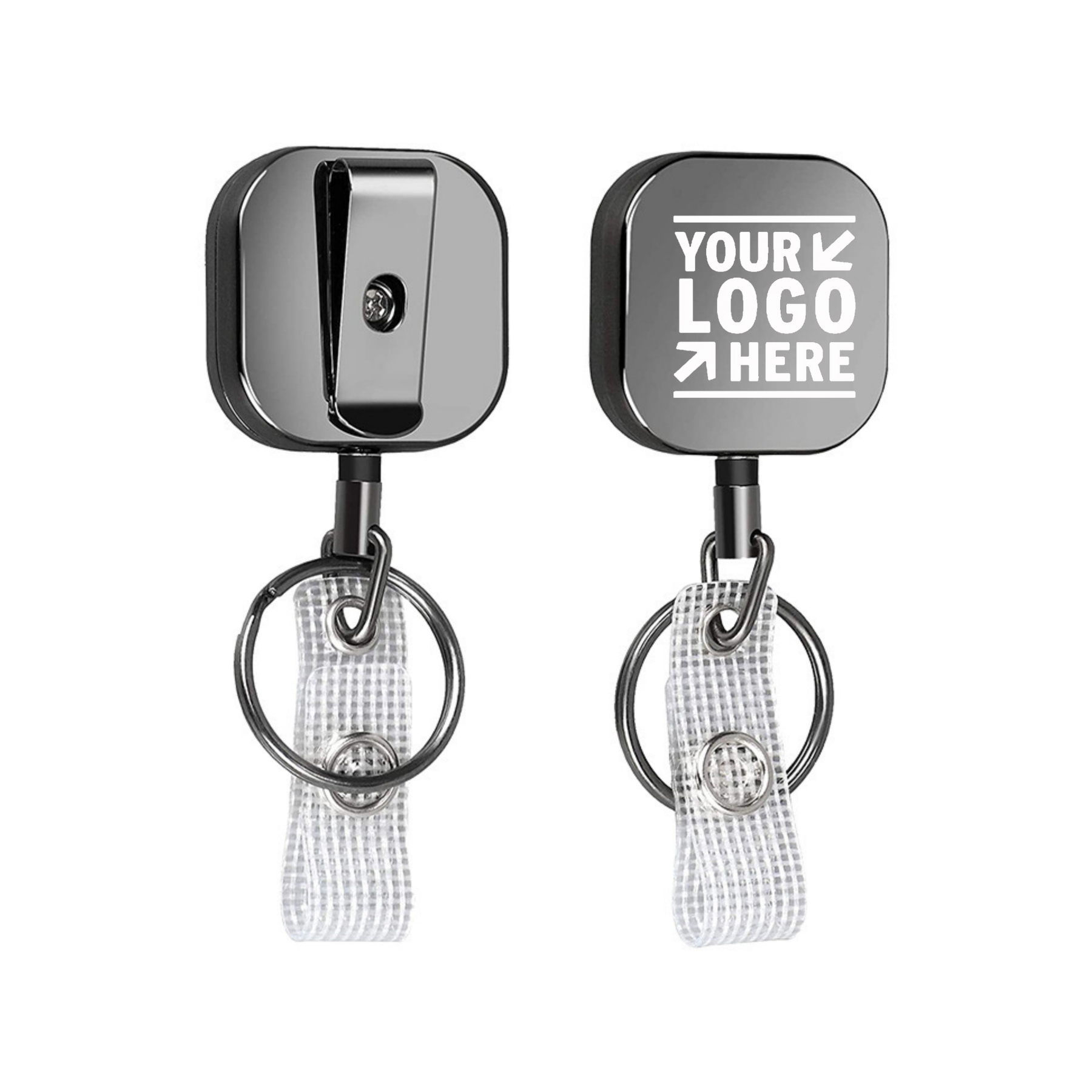 Square Metal Retractable Badge Holder 1