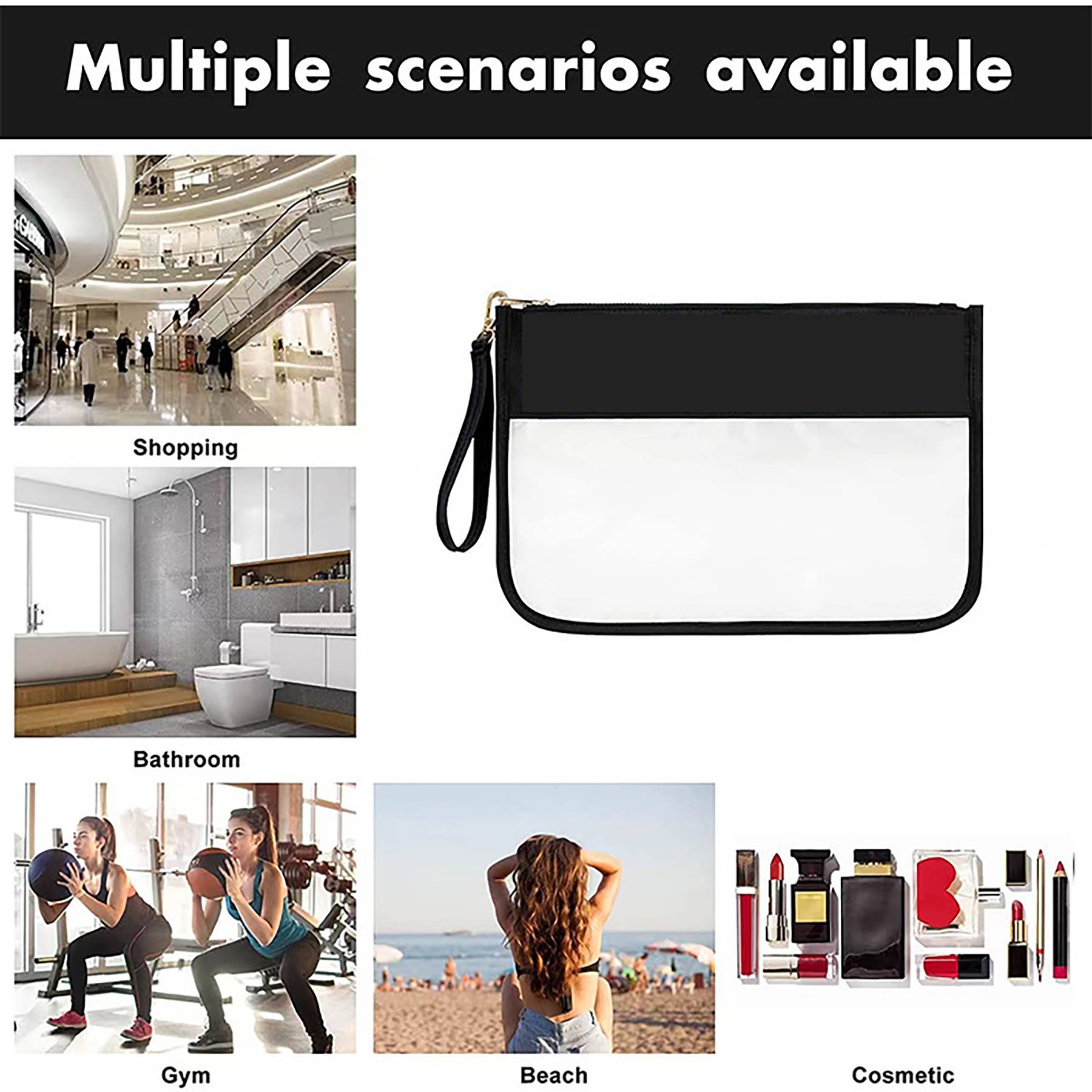 Travel Makeup Bag Clear Zipper Pouch 7