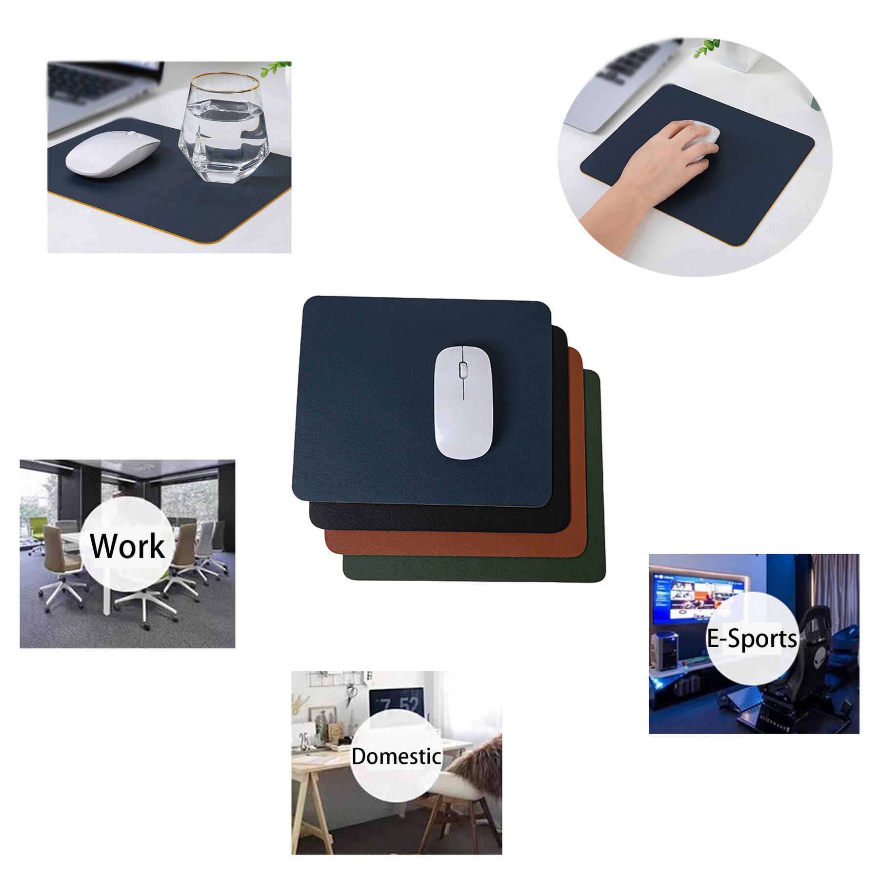 Solid Color Leather Mousepad 5