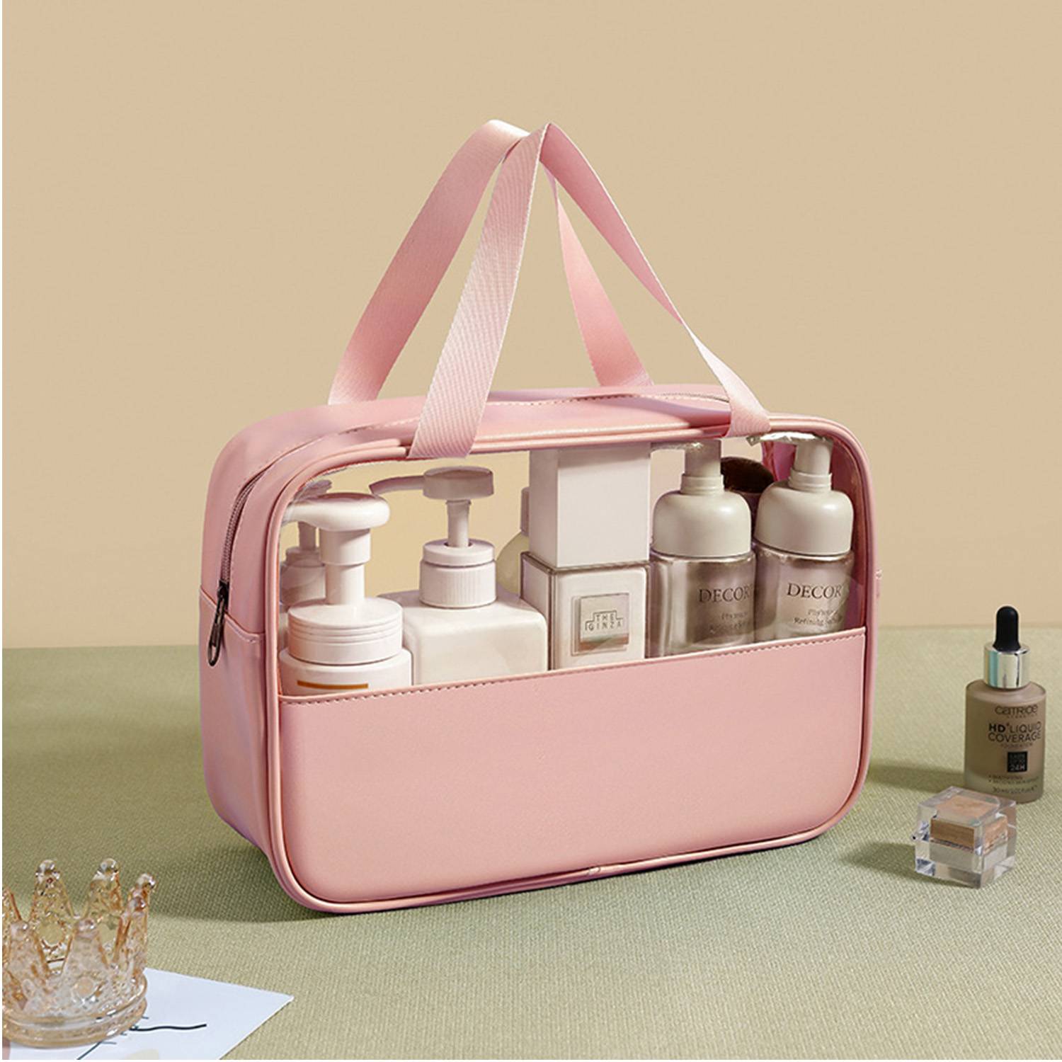 Travel Clear PVC&PU Cosmetic Makeup Bag for Women 8