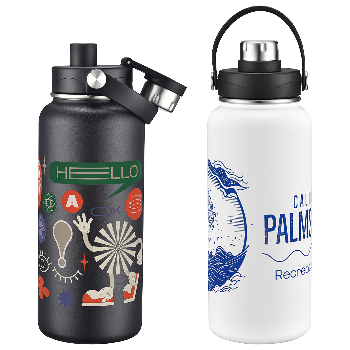 Bresso 34 oz Vacuum Insulated Bottle with Twist Top Spout, custom water bottle with logo imprint 3