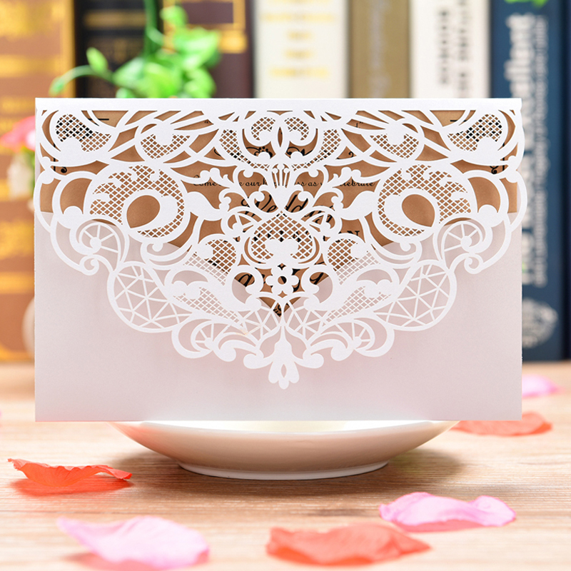 4 7/10" x 7"- Full Color Imprint Laser Cut Wedding Invitati 2