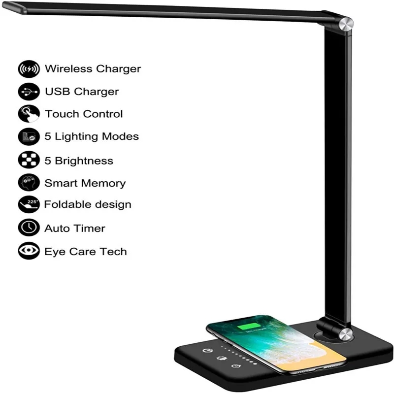 Multi-Functional Foldable Led Desk Lamp W/Wireless Charger 2