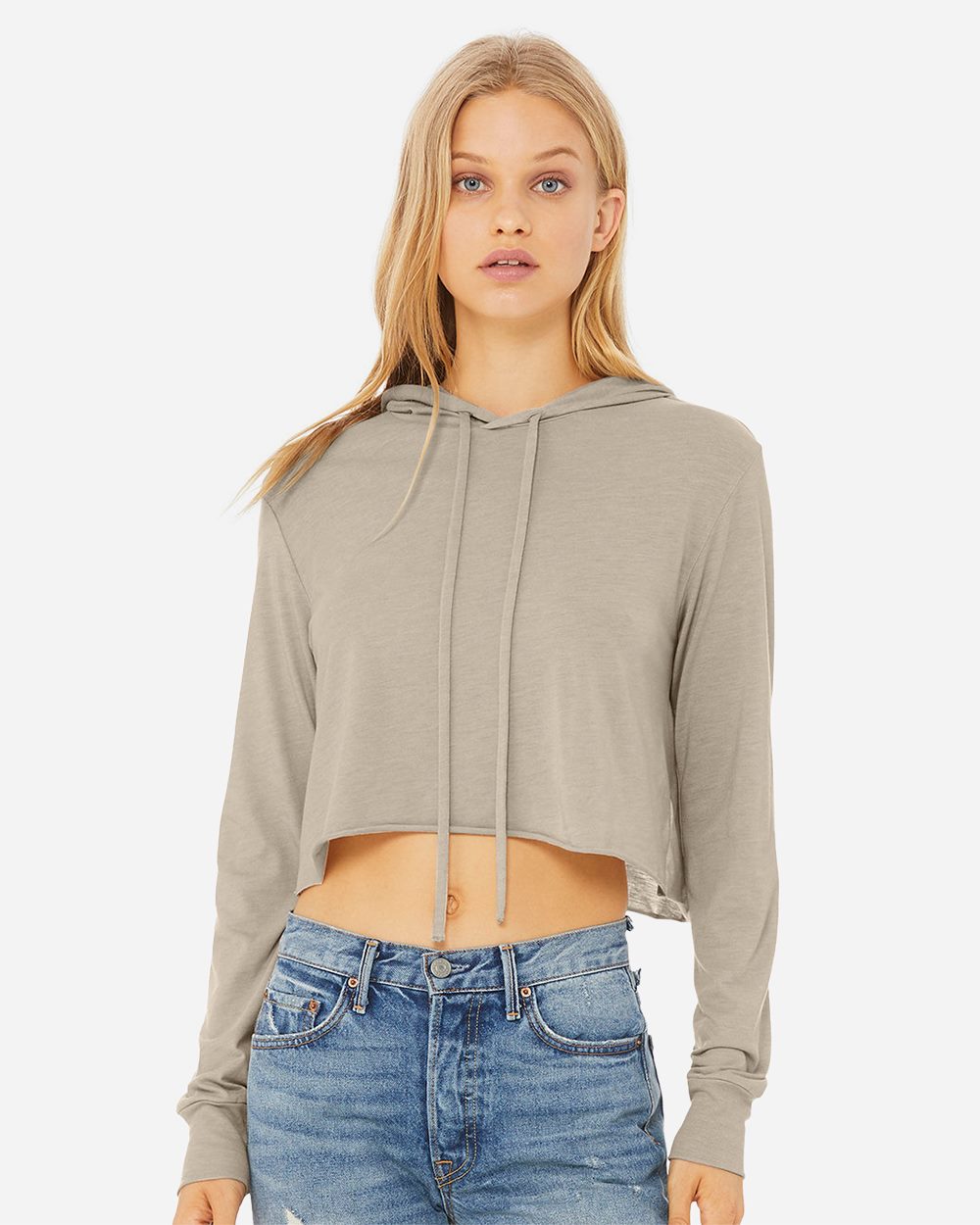 Women's Triblend Crop Long Sleeve Hoodie Tee - 8512 6