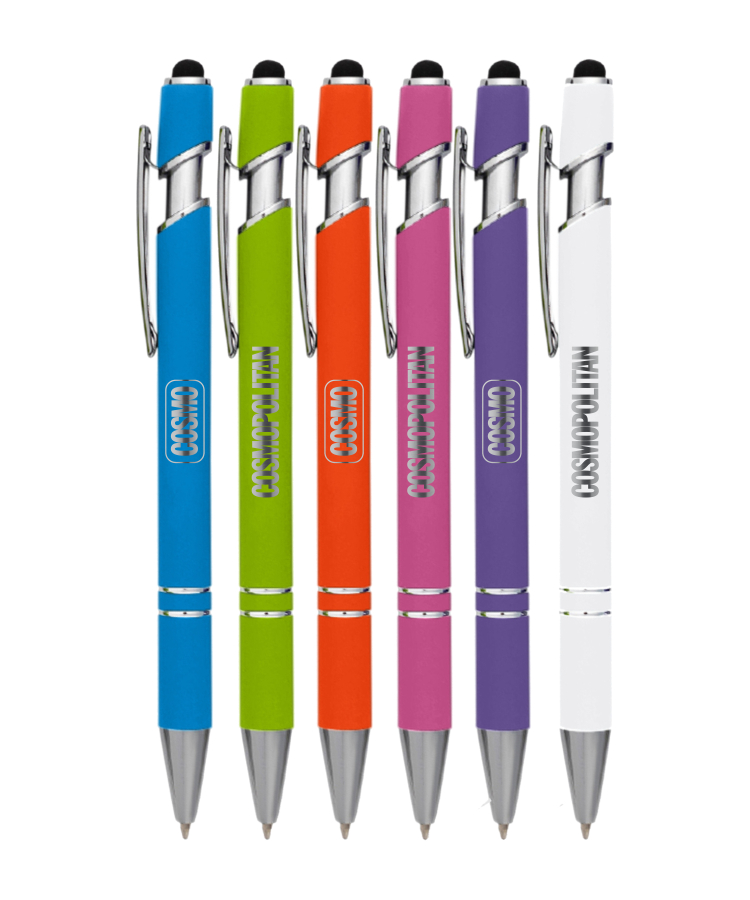 Union Printed - Tropical Colors Jenny Stylus Satin Soft Touch Click Metal Pen 3