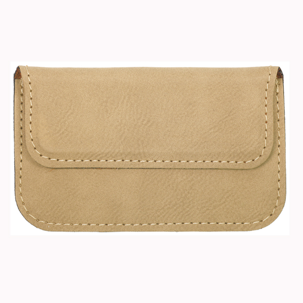 Leatherette Soft Case Business Card Holder - Dark Brown Screened 4
