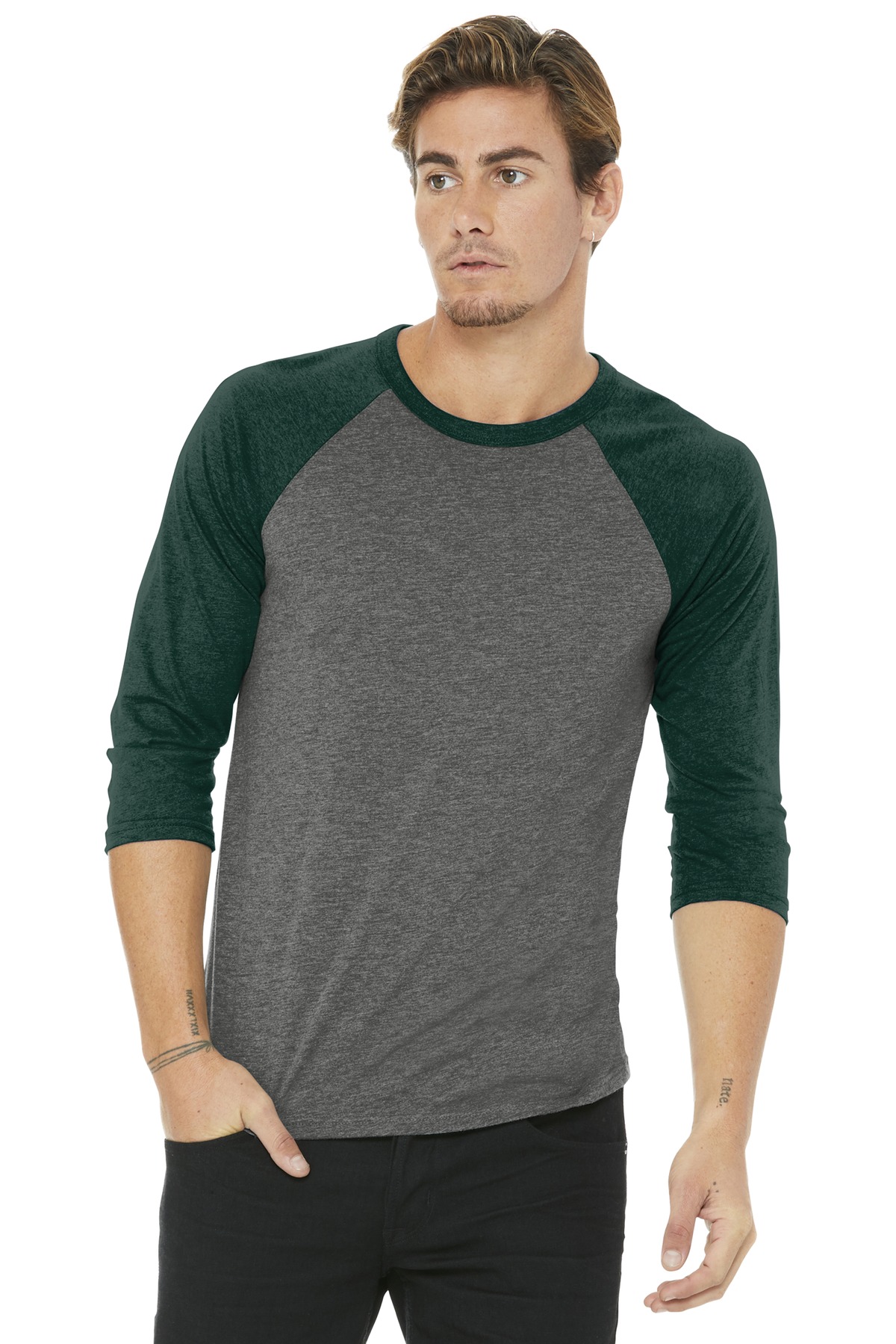 BELLA+CANVAS Unisex 3/4-Sleeve Baseball Tee. BC3200 11