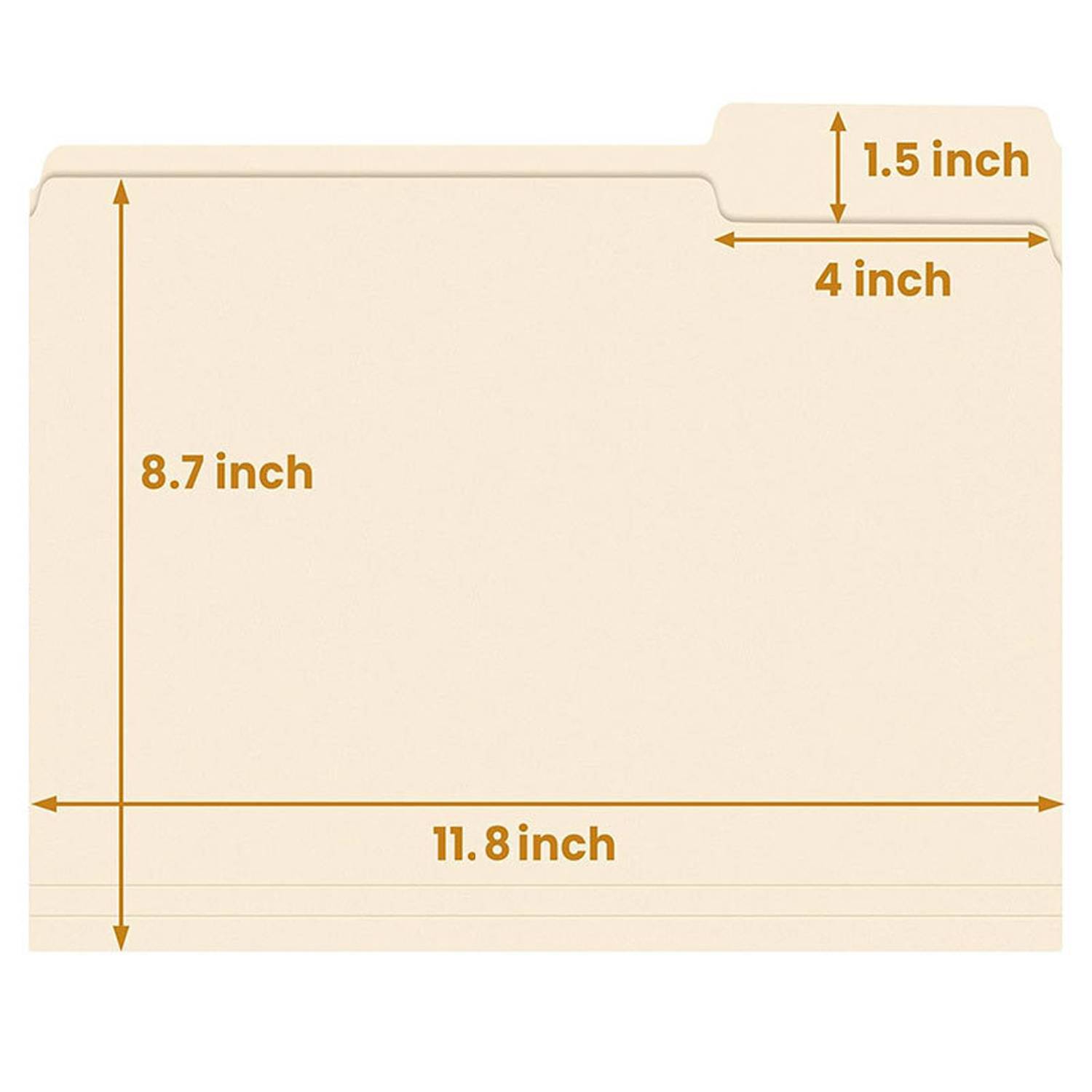 Letter Size Manila File Folders 1/3 Cut Tabs for Office 5