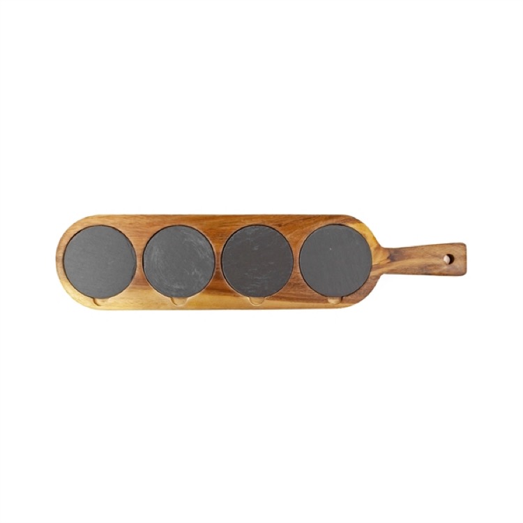 Long Flair Acacia Wood & Slate Serving Board 3