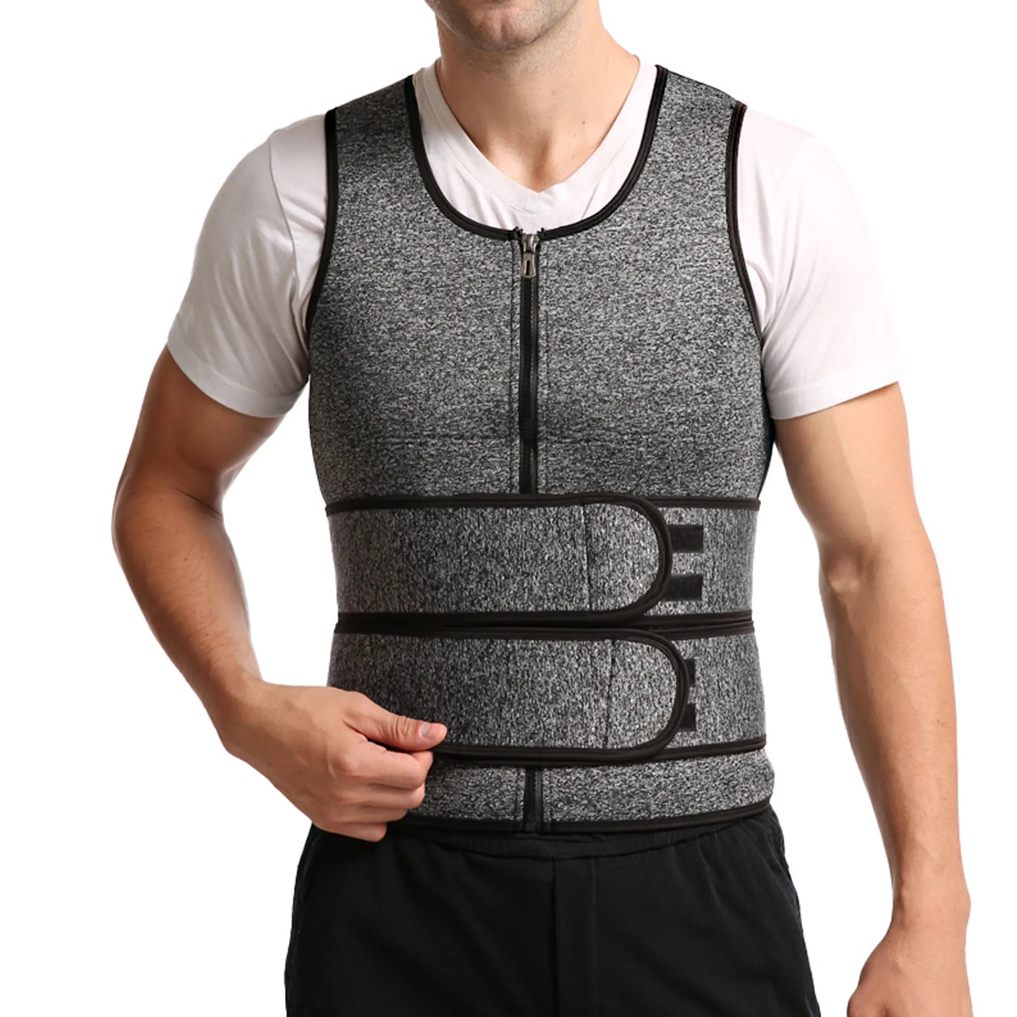Men's Double Waist Belt Shapewear Vest Sweat 4
