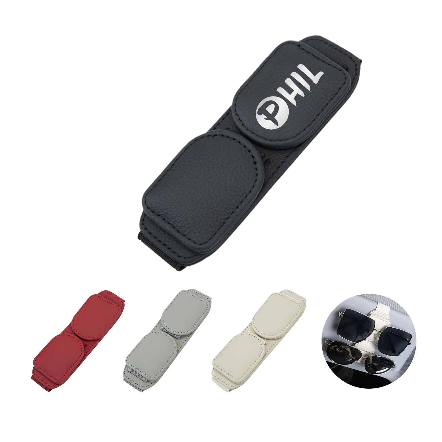 Car visor sunglasses holder 1