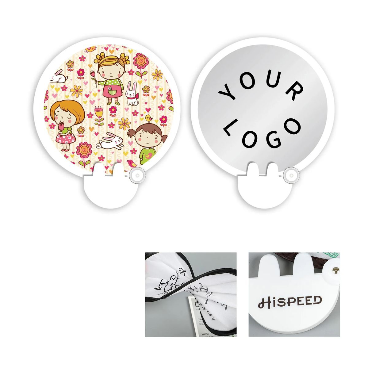 Polyester Hand Fan 7.9 Inches Lightweight 2
