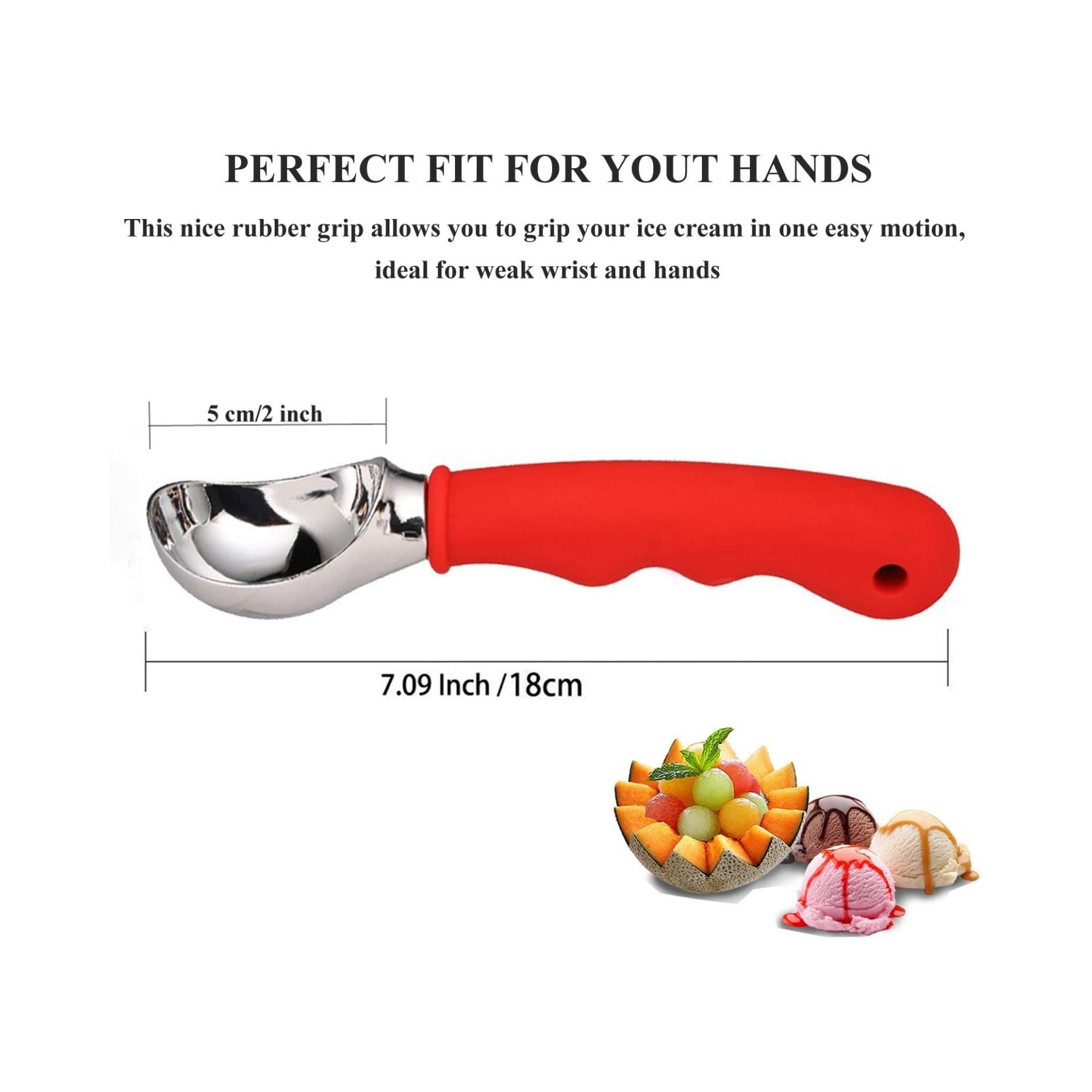 Zinc Alloy Ice Cream Scoop with Comfortable Handle 2