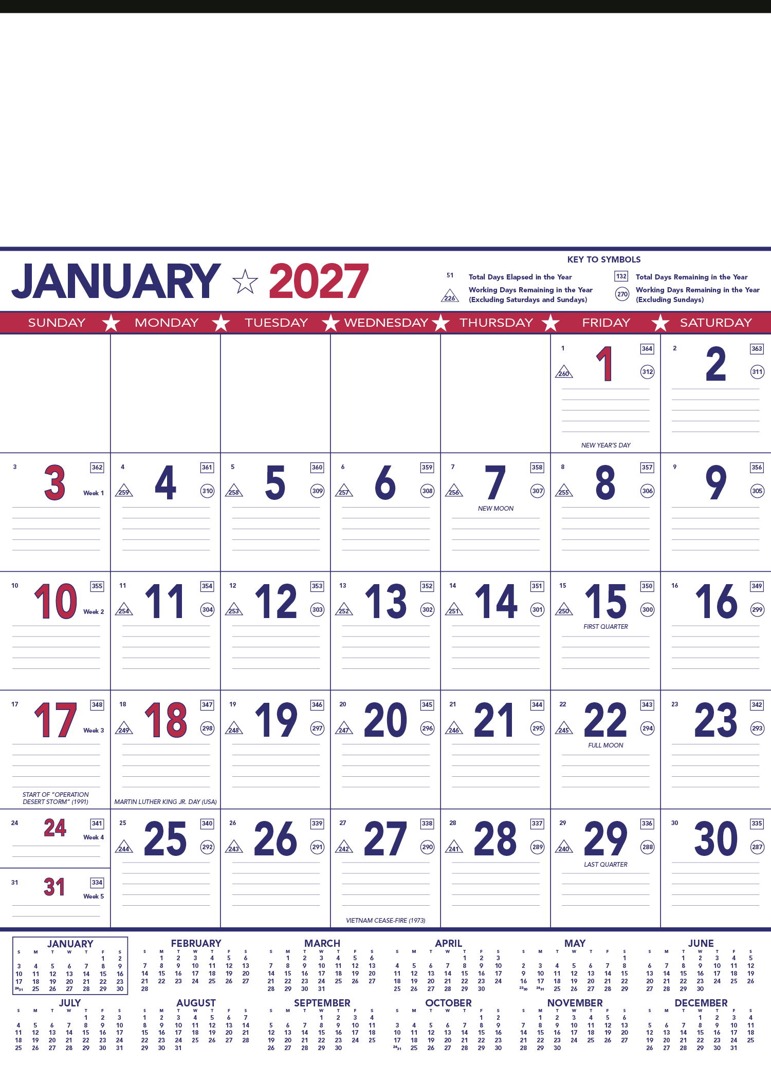 Triumph® Calendars Patriotic Contractor Memo Calendar 12