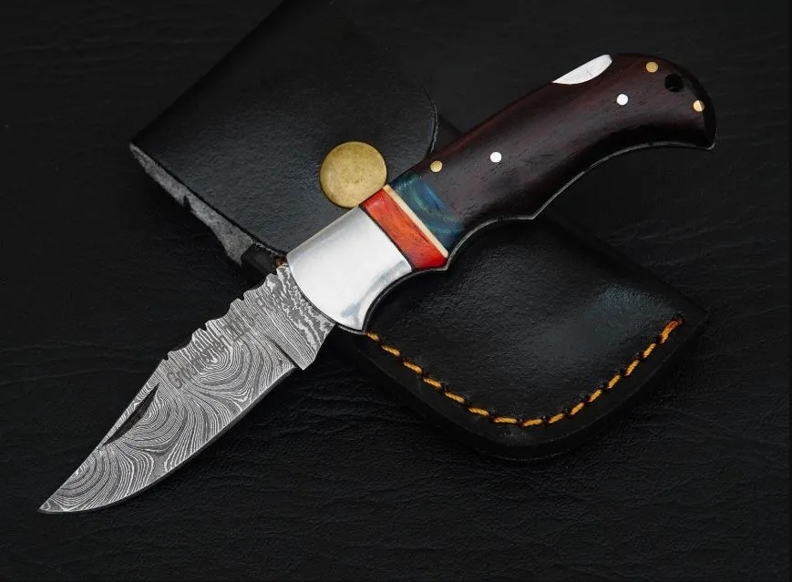 Custom Handmade Damascus Pocket Knife 2