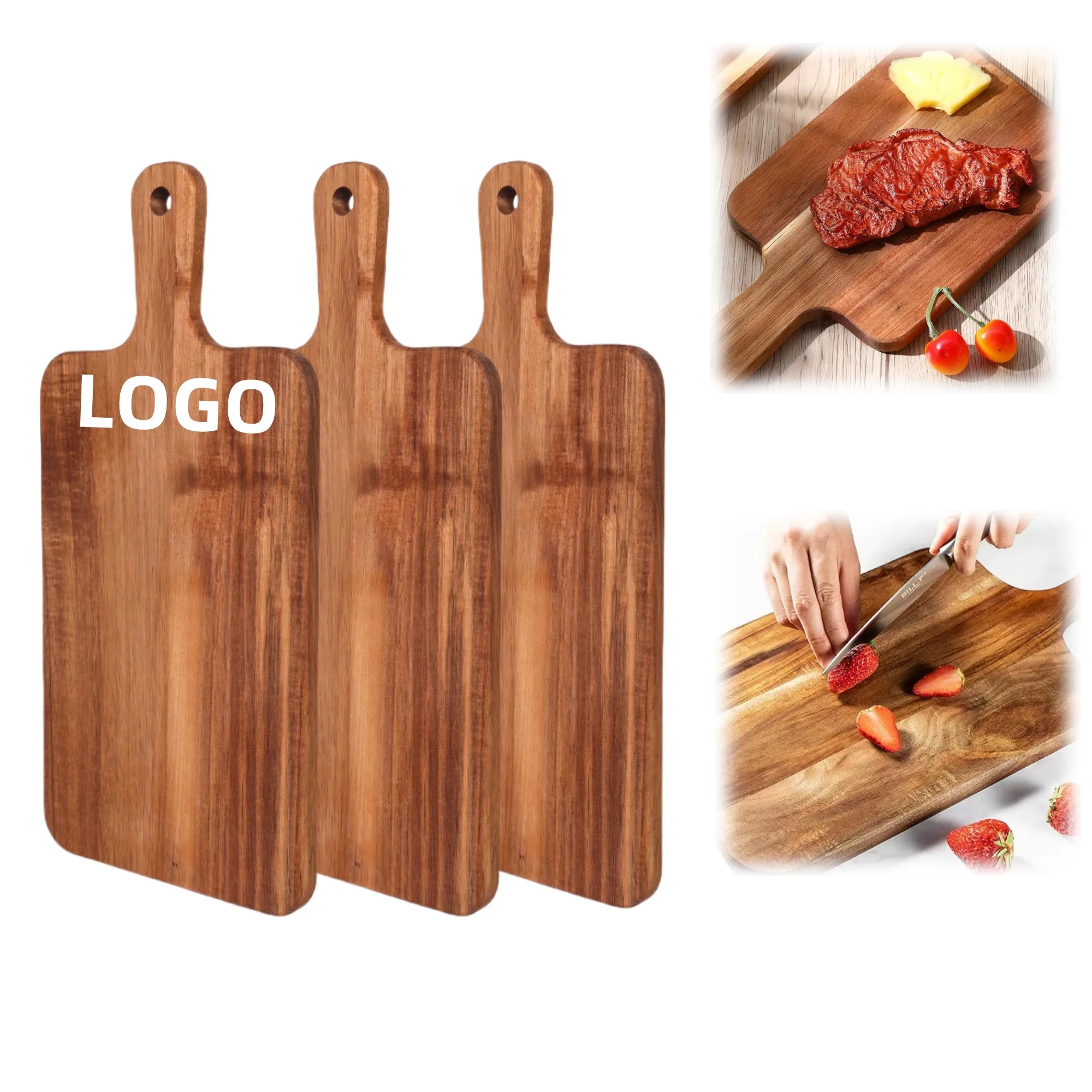 Wooden Cutting Board Tray Pizza Peel Paddle With Handle