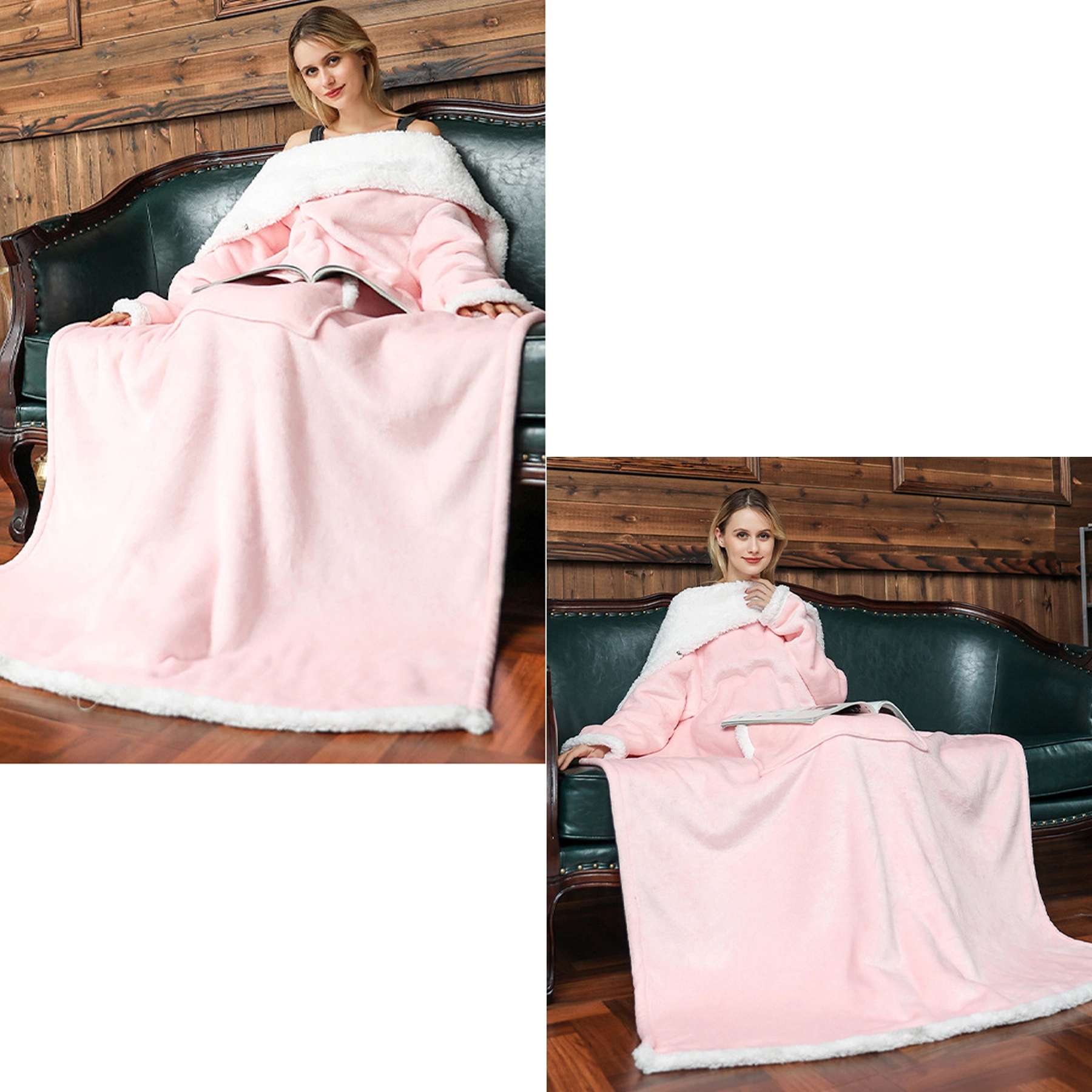 Oversized Microfiber & Sherpa Wearable Blanket 2