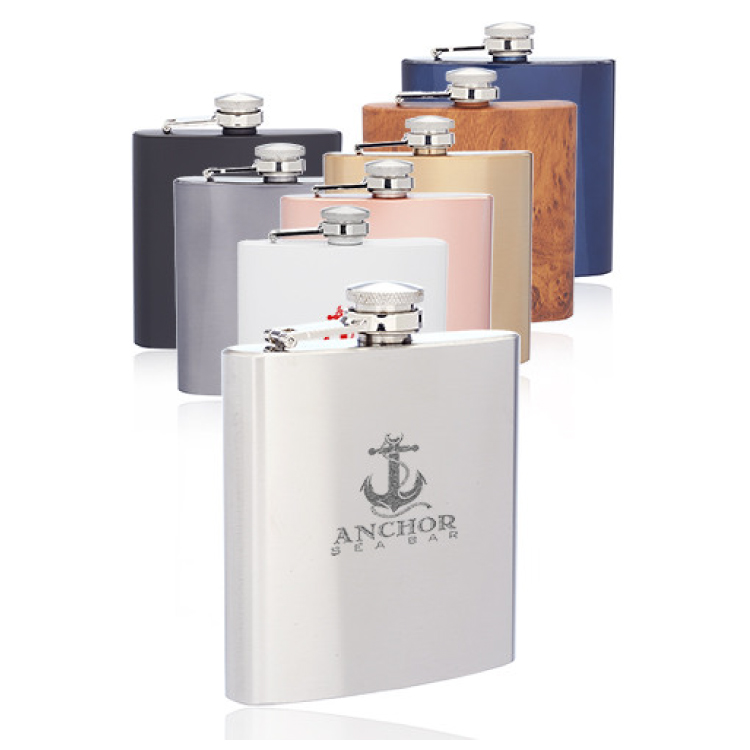 6 oz Stainless Steel Hip Flask, custom water bottle with logo imprint 6