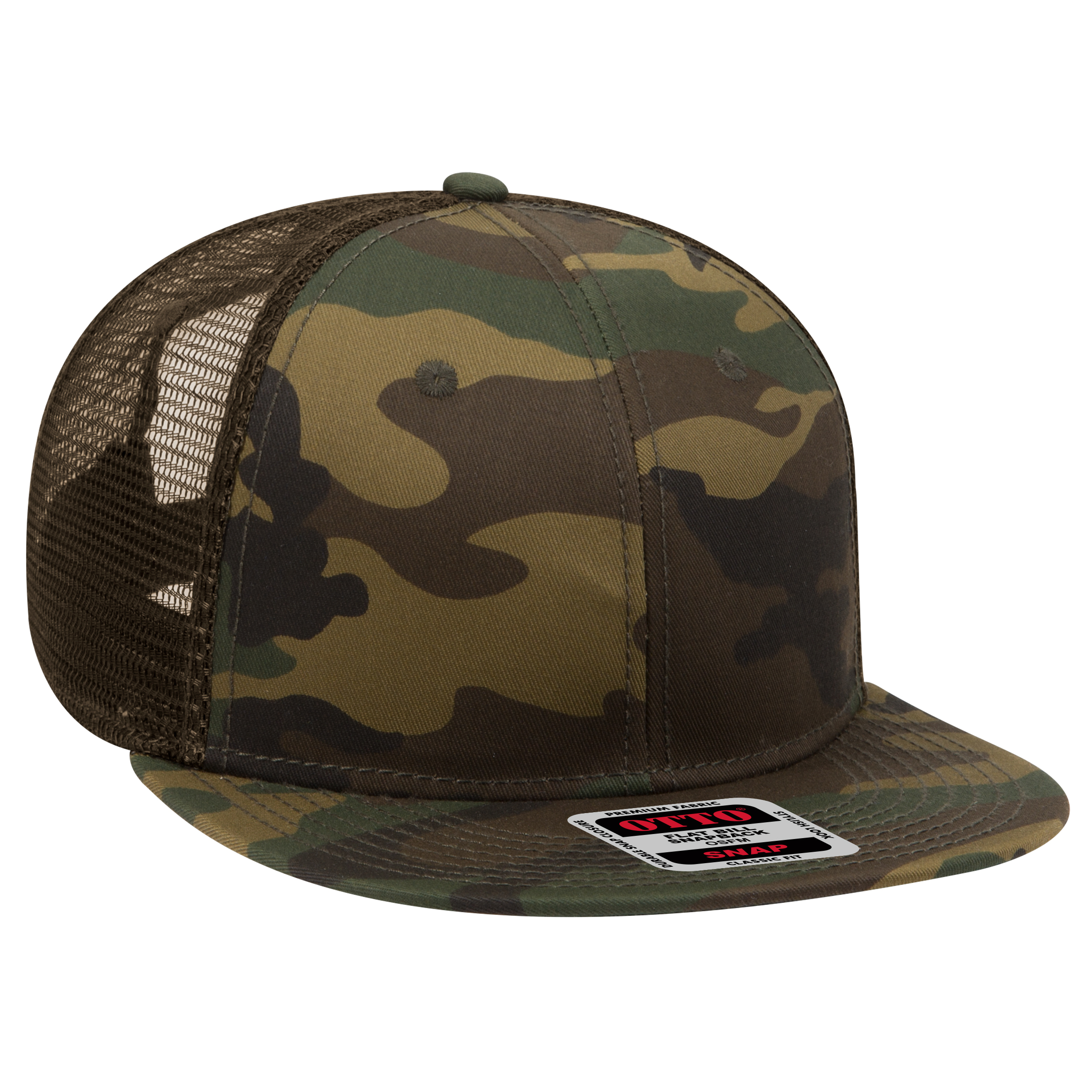 OTTO CAP® OTTO SNAP 6 Panel Pro Style Mesh Back Trucker Snapback Hat 27