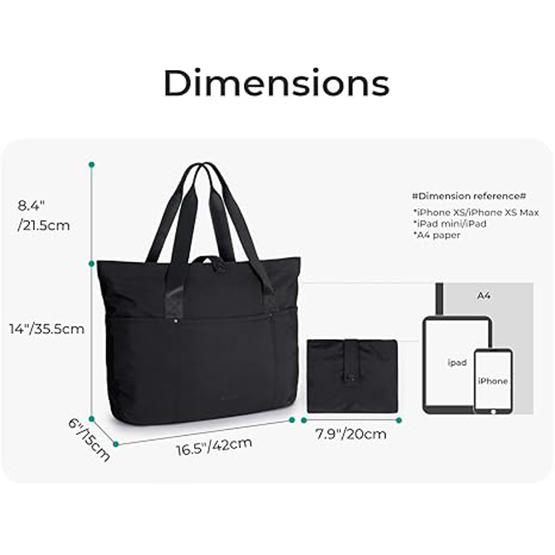 Foldable Tote Bag With Zipper Travel Large Shoulder Bag 1