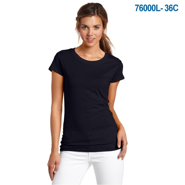 Women Crewneck Color T-shirt Stock 2