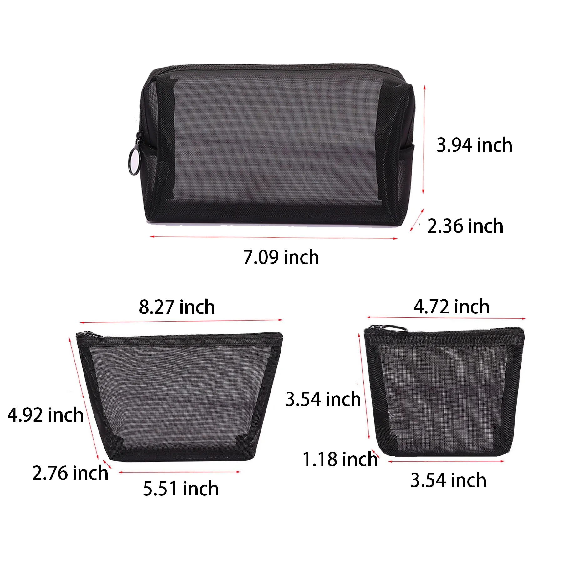 3 Pcs Nylon Mesh Cosmetic Bag 6