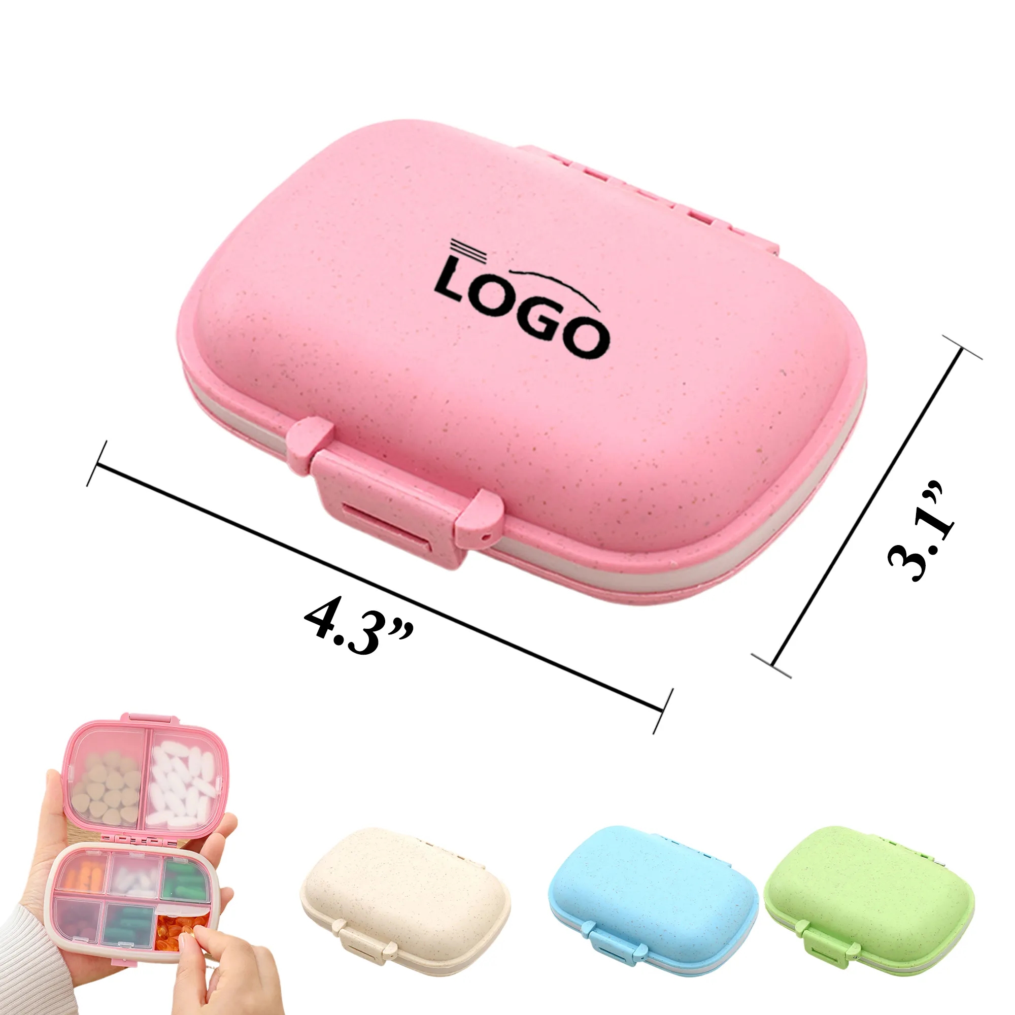 MOQ200 Moisture Proof Weekly Pill Organizer 8 Compartments 8