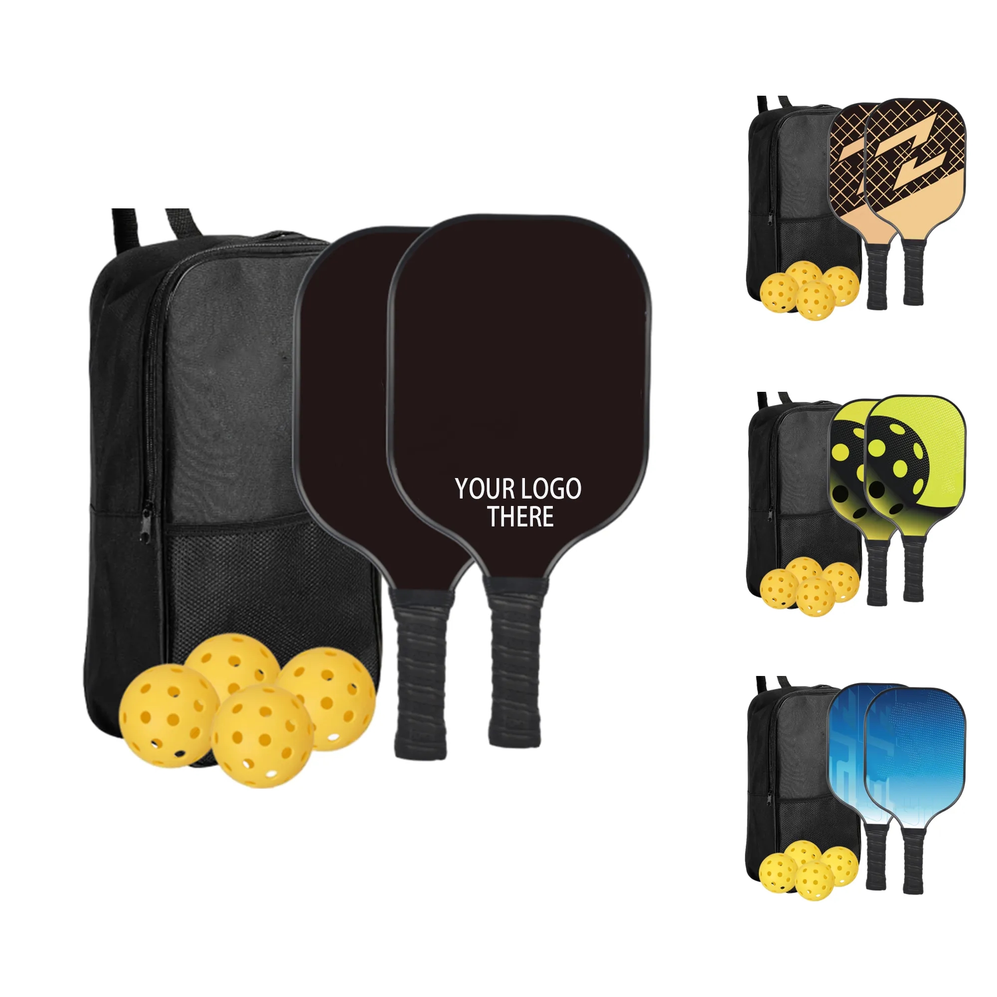 Carbon Fiber Rackets With Customizable Logo Pickleball Set 4