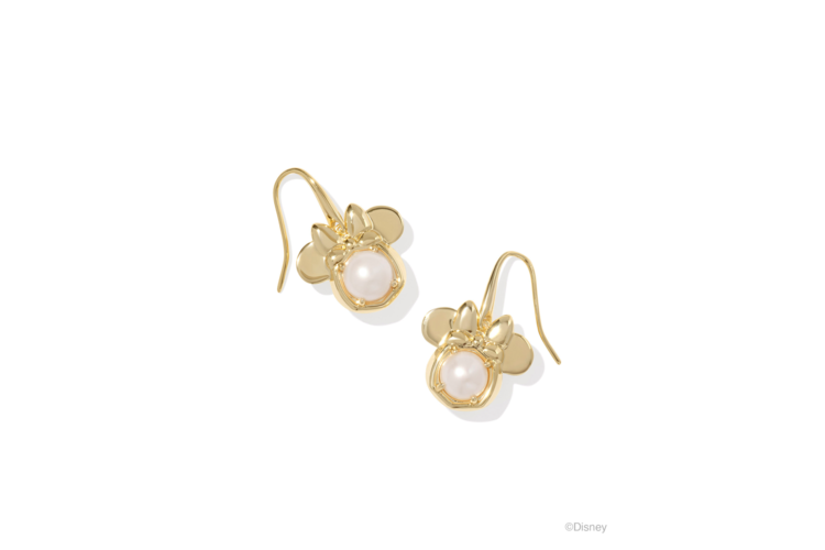 Kendra Scott Disney Gold Minnie Mouse Drop Earrings in Freshwater Cultured Pearl 2