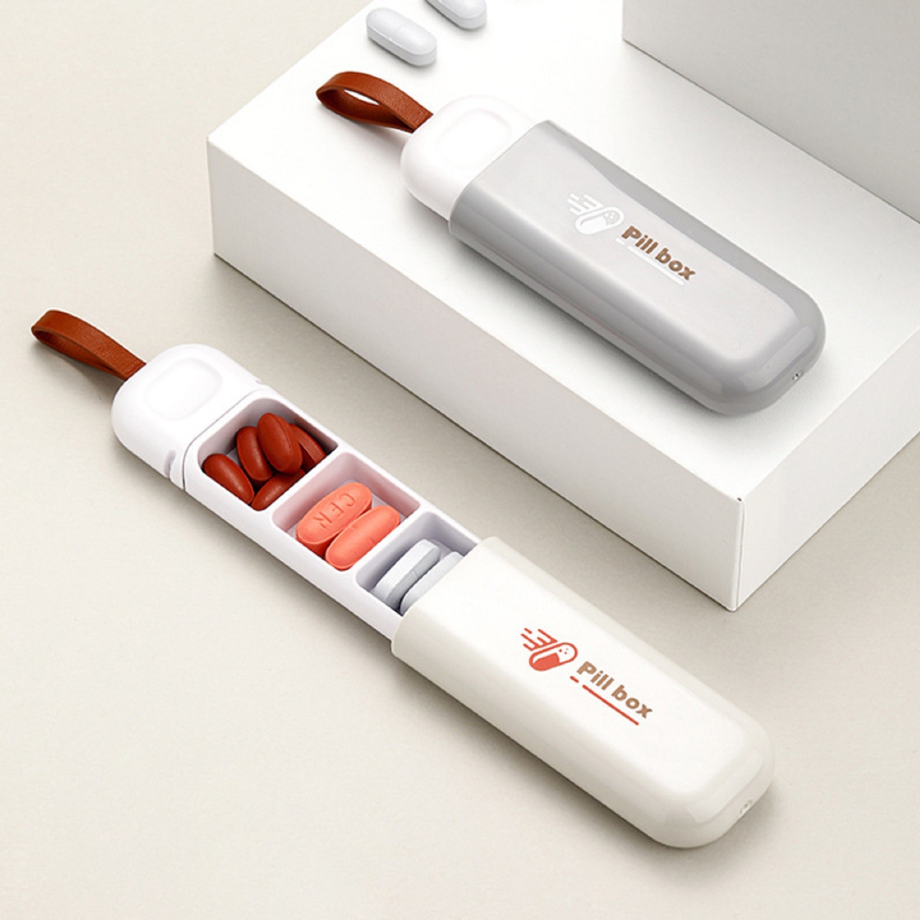 Portable Three-Compartment Dispensing Pill Box 2