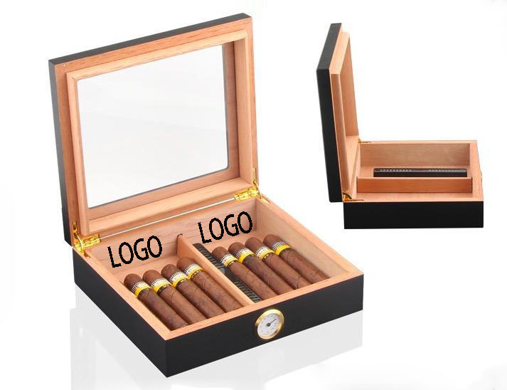 Cedar Cigar Desktop Box w/ Humidifier and Front Hygrometer 5