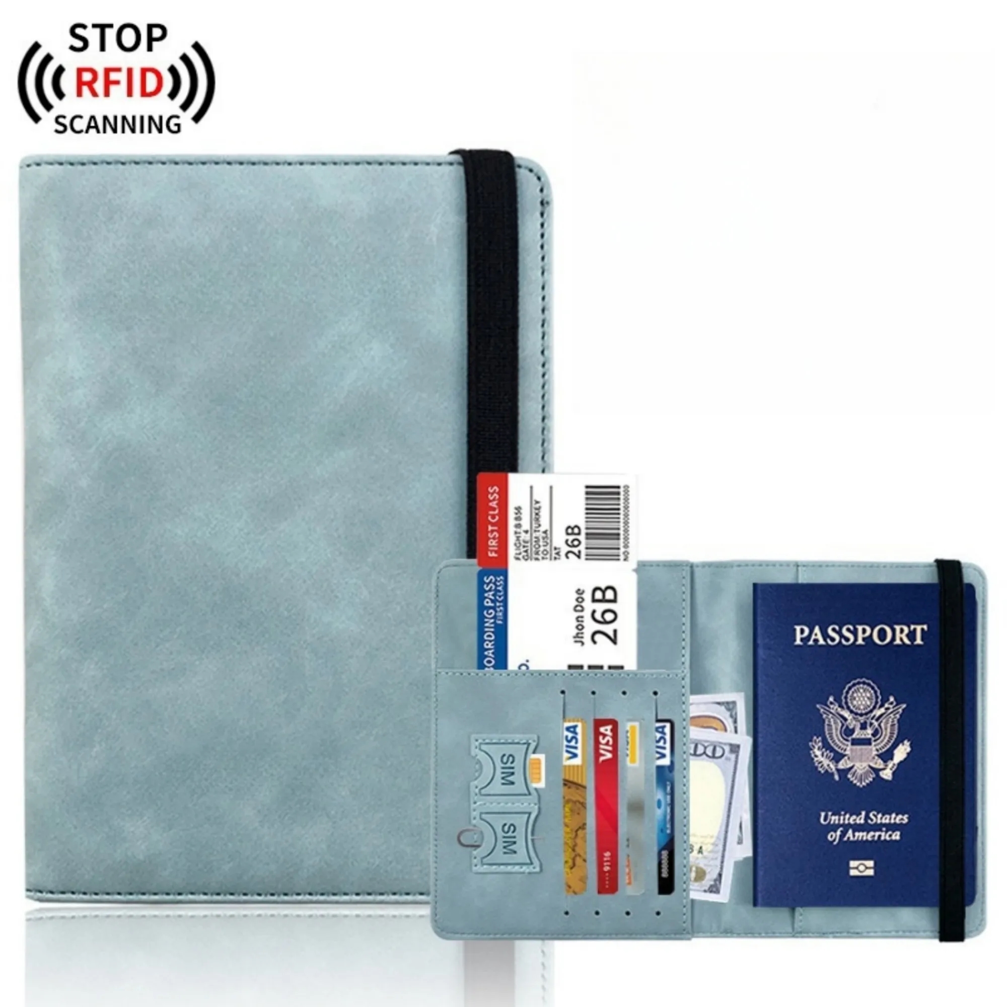 RFID-Blocking PU Leather Passport Holder 3
