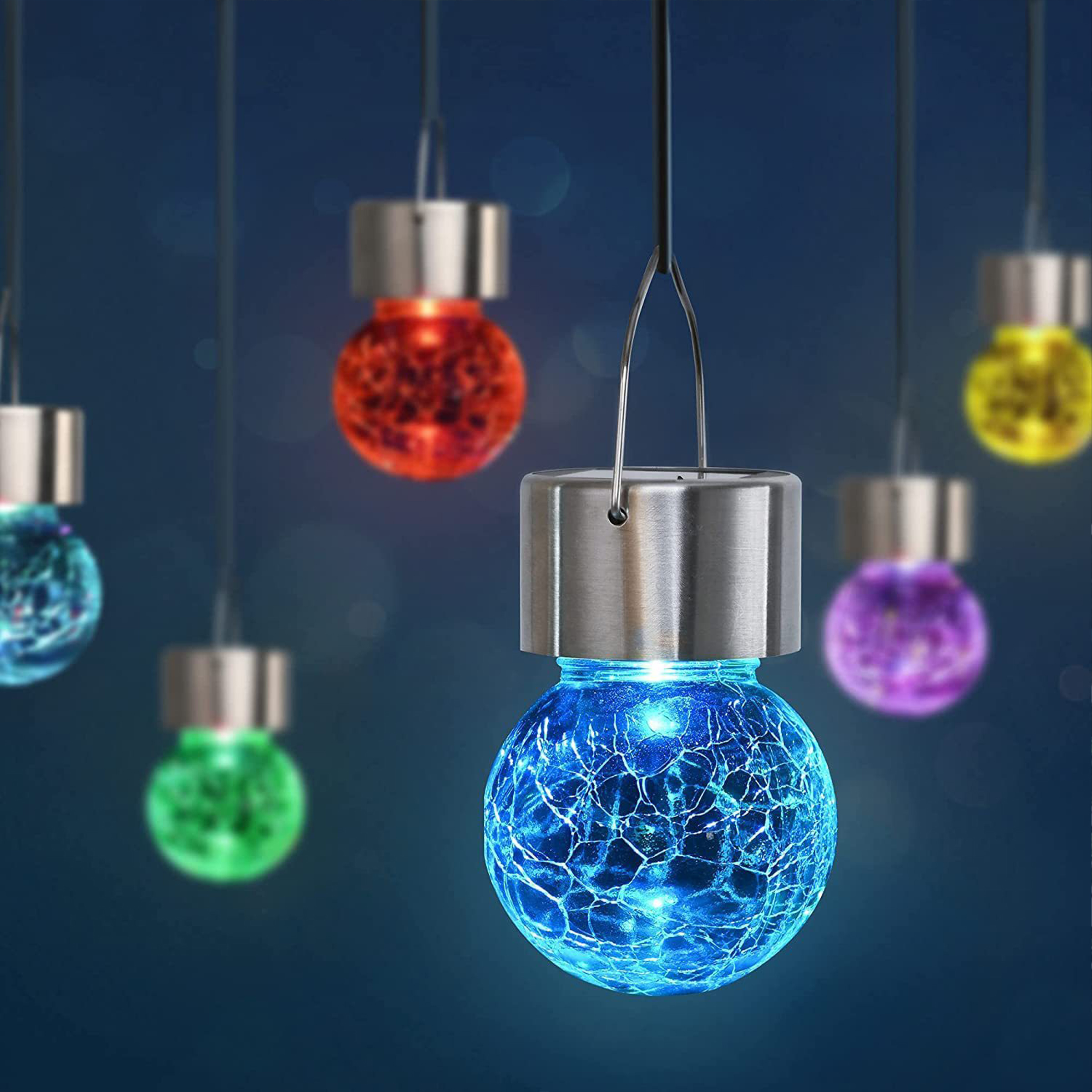 Glass Outdoor Hanging Cracked Ball Light 5