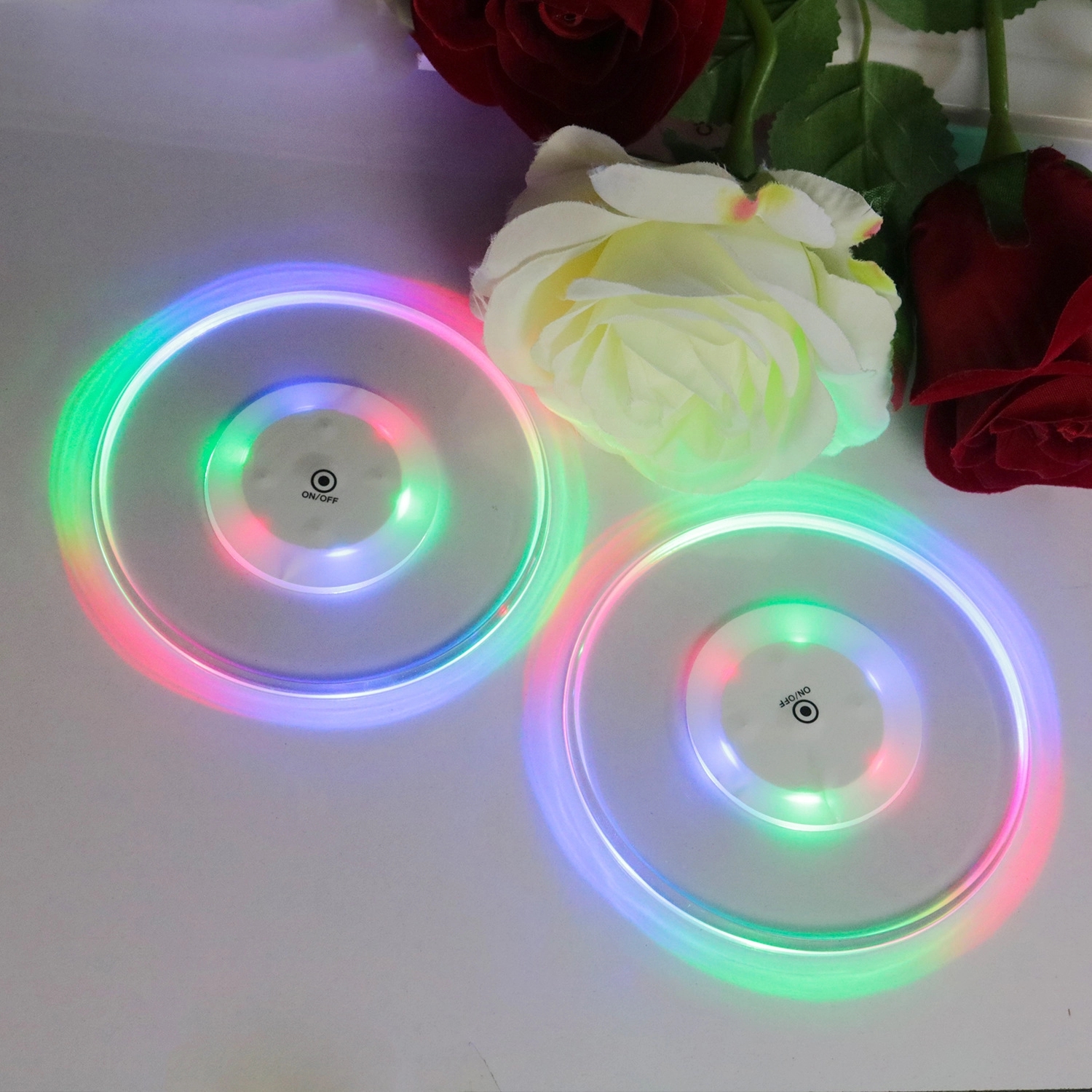 LED Luminous Cup Mat Coaster Acrylic Light Pack of 2pcs 4