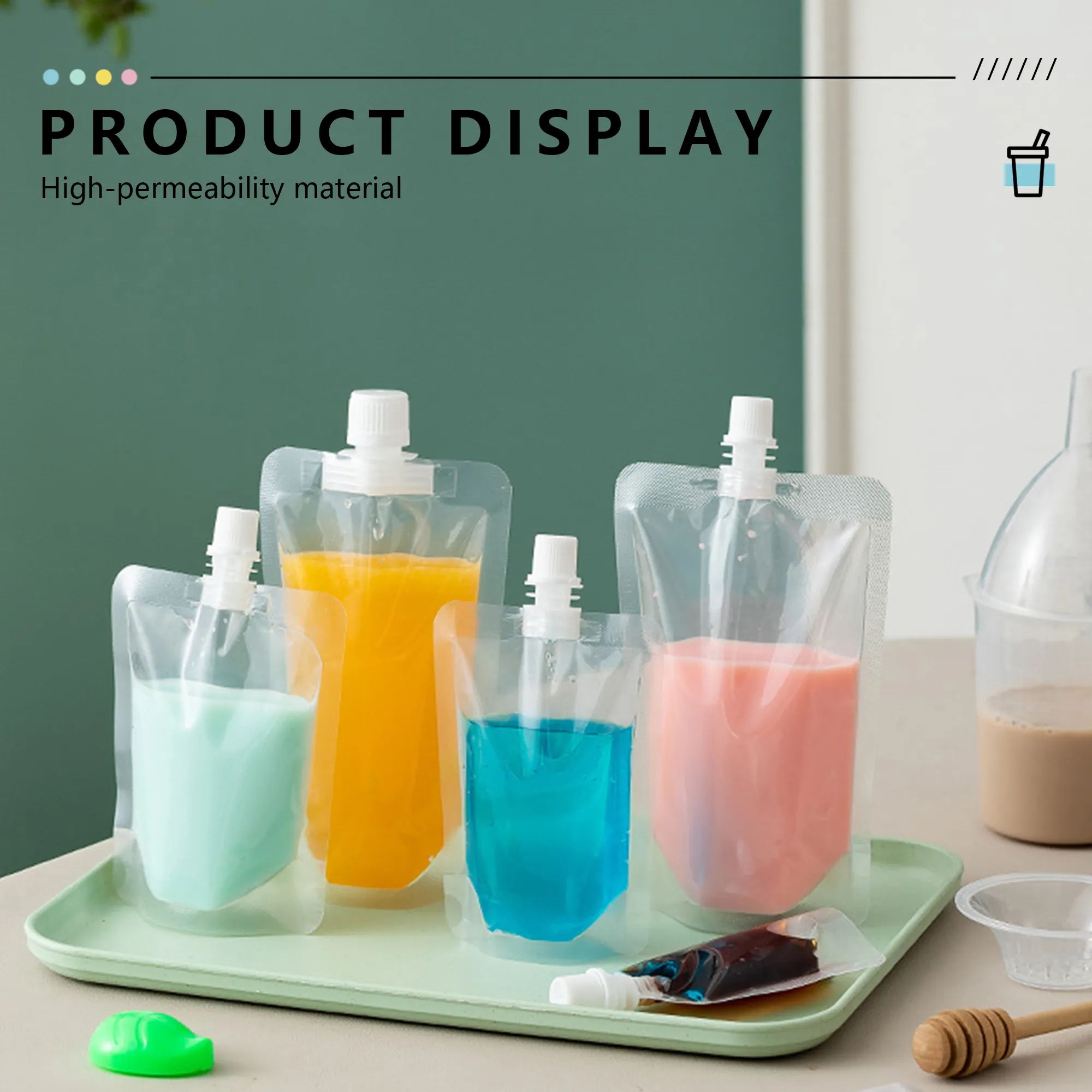 10oz Clear Stand Up Liquid Drinking Spout Bag 12
