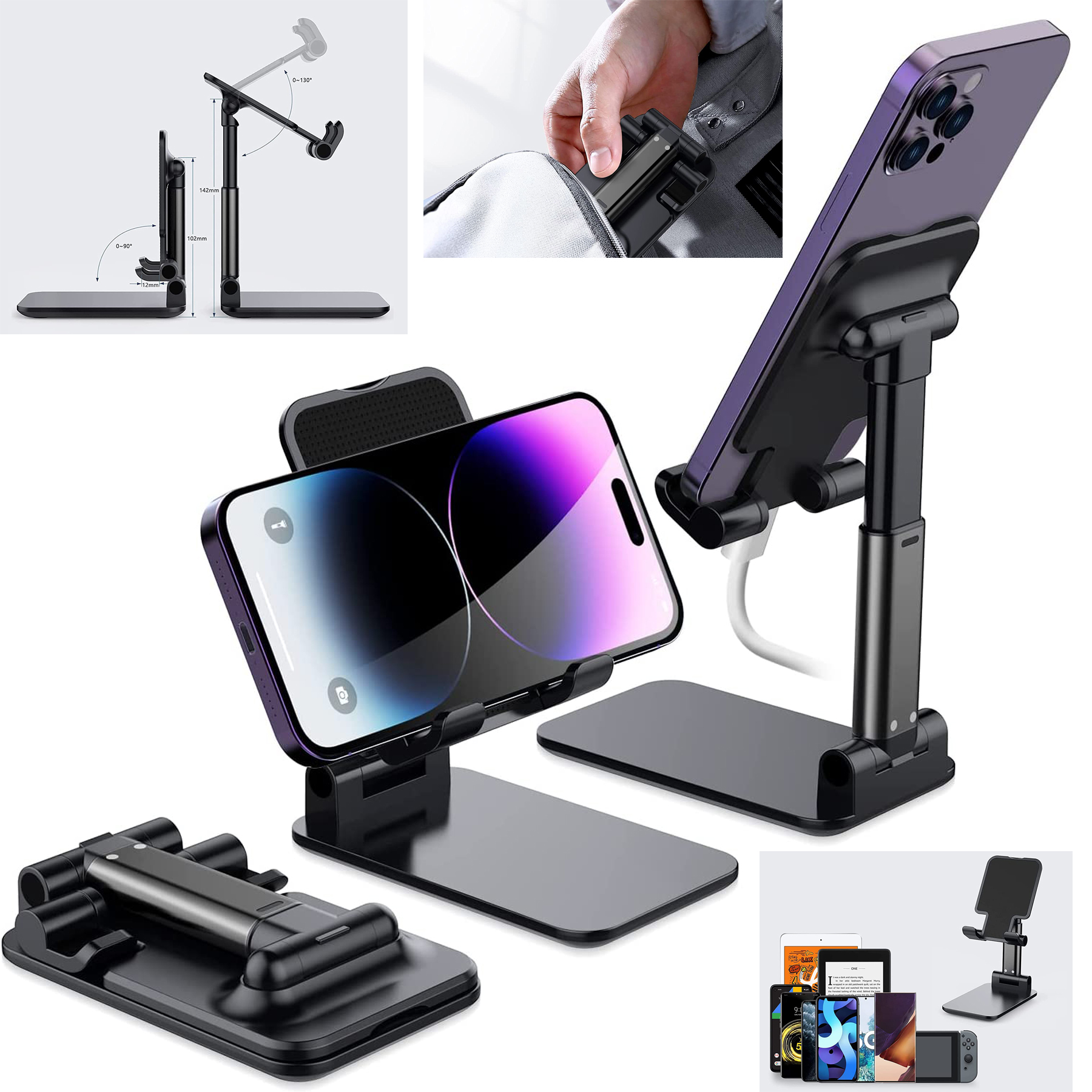 Fully Adjustable Cell Phone Stand for Desk