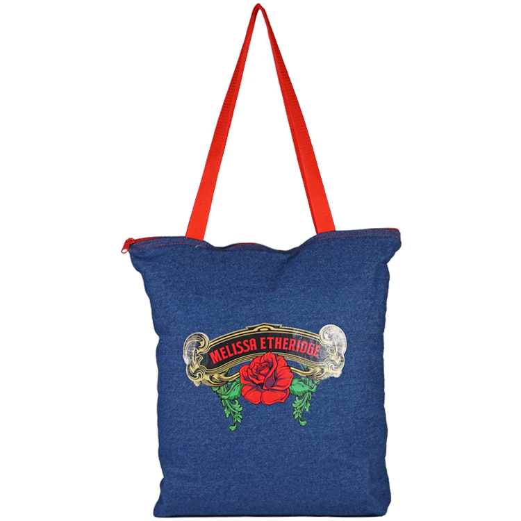 Bottom Gusset Denim Tote, with Poly Handles & Zipper 3