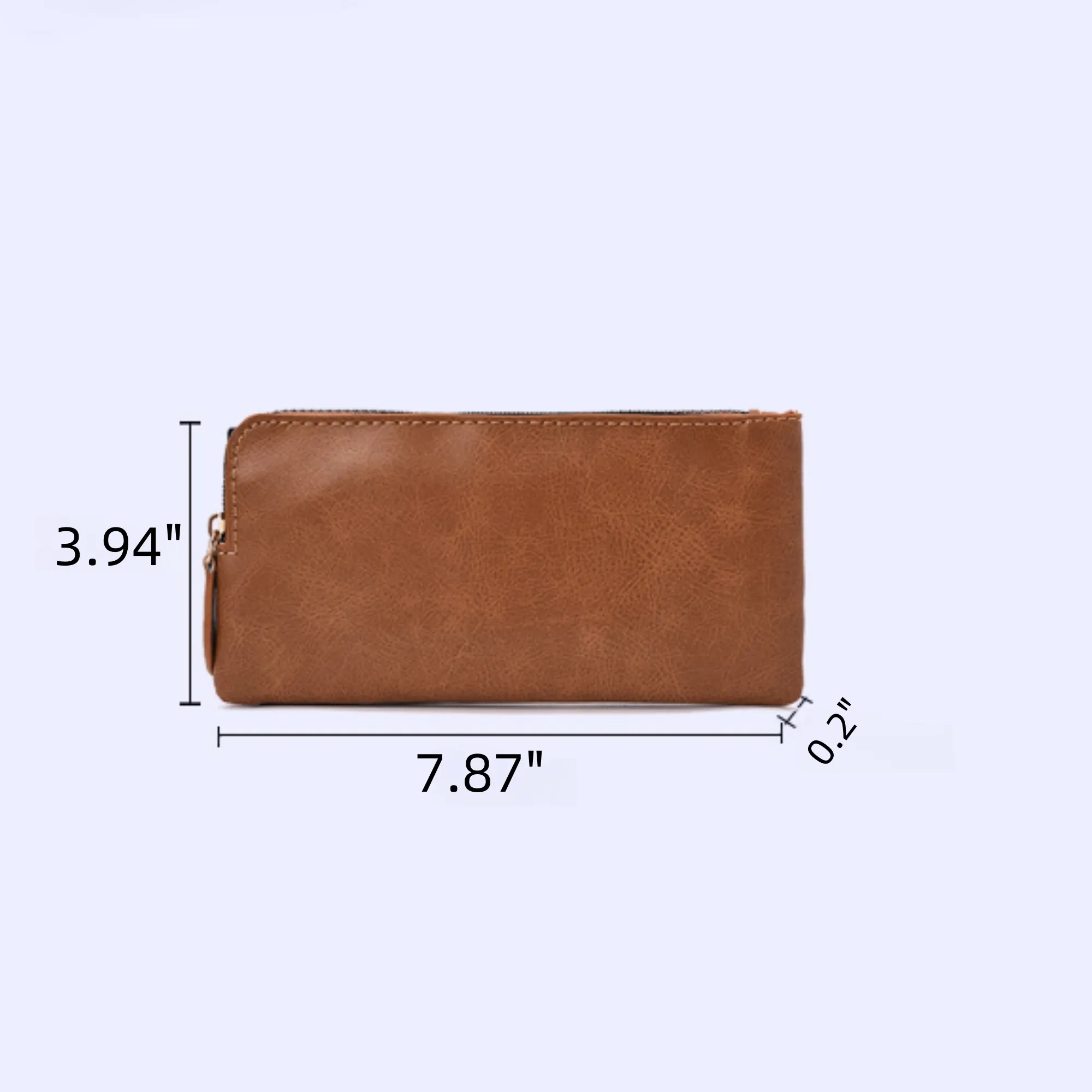 Leather Purse Zippered Clutch Wallet Card Bag 5