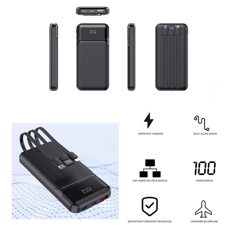 10000mAh Portable Power Bank with 3 Built in Cables 2