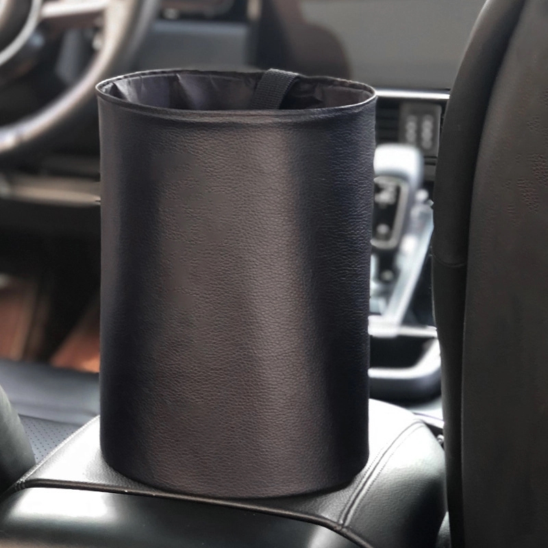 Collapsible Waterproof Portable PU Leather Car Trash Can 8