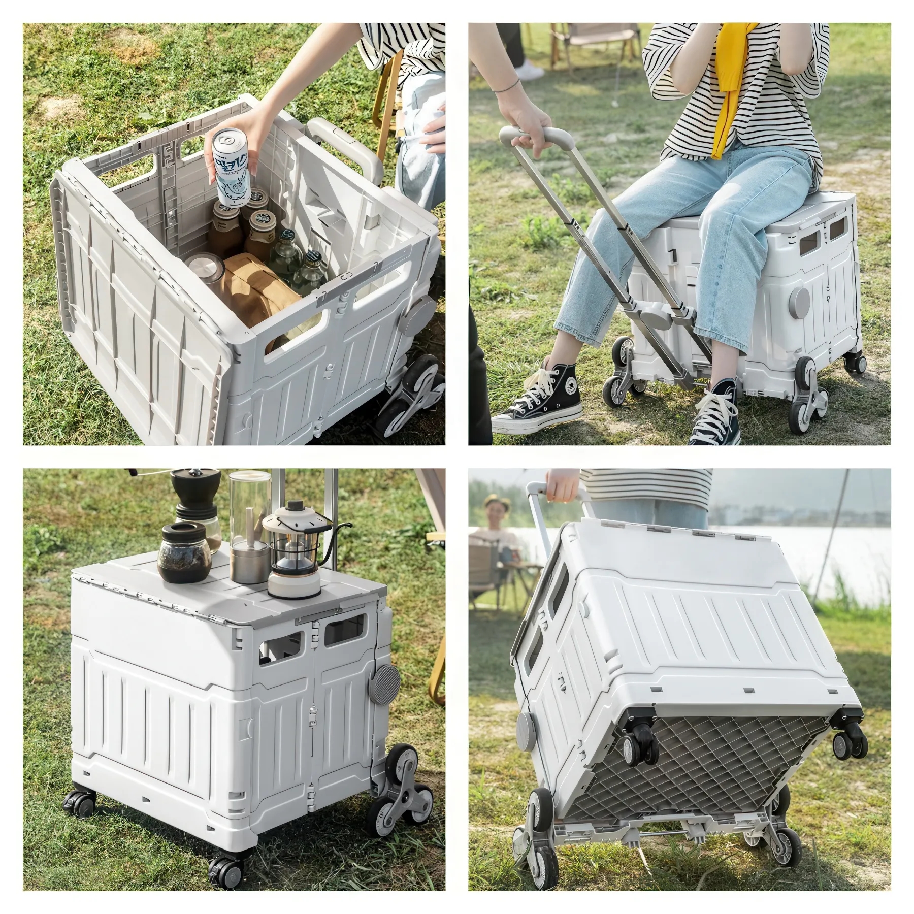 Outdoor Camping Foldable Picnic Rolling Cart 3