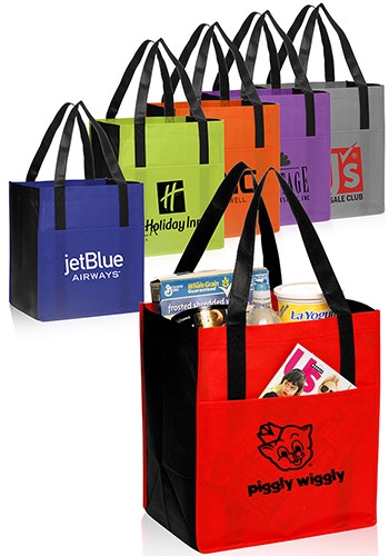 Dual Pocket Non-Woven Shopping Tote Bag - 13" W x 14" H 1