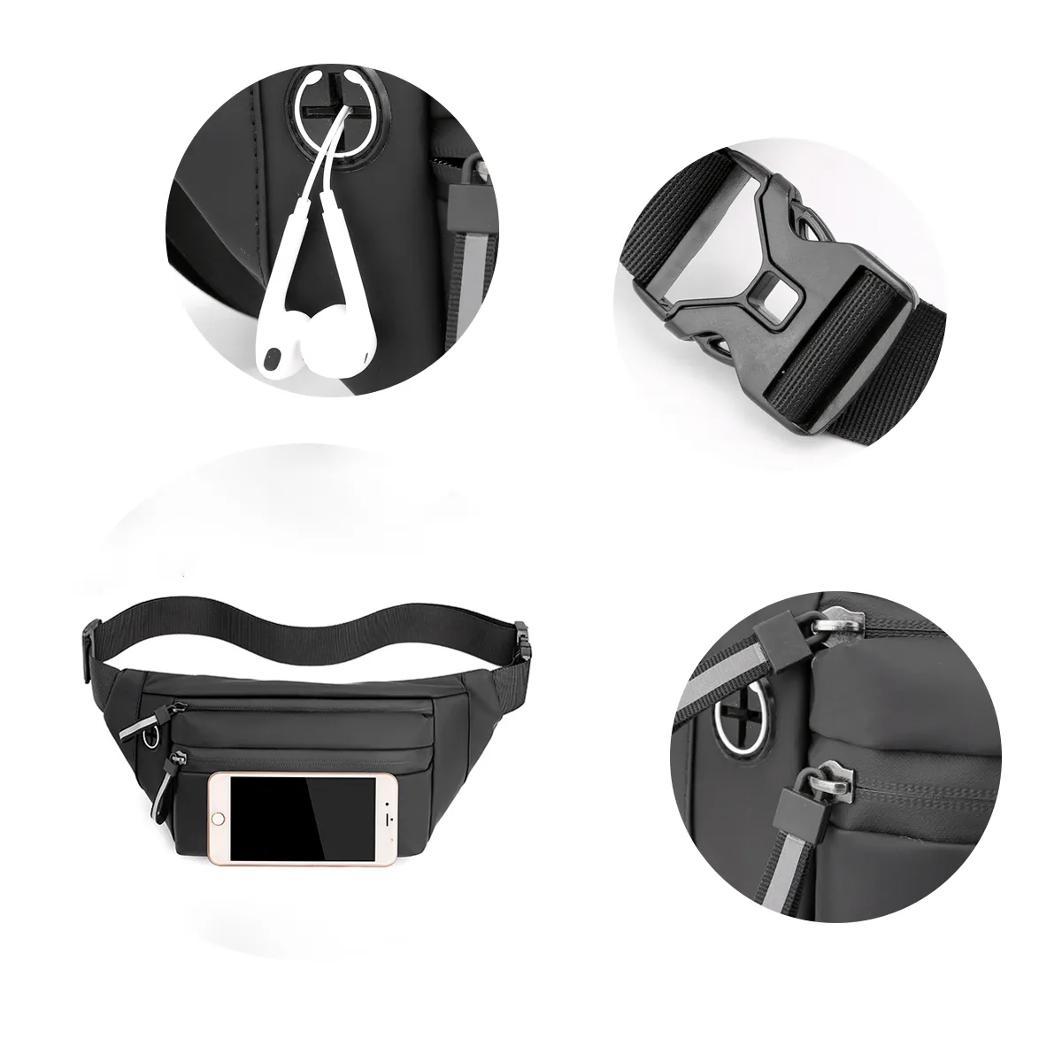Zippered Crossbody Waist Pack With Multiple Pockets 7