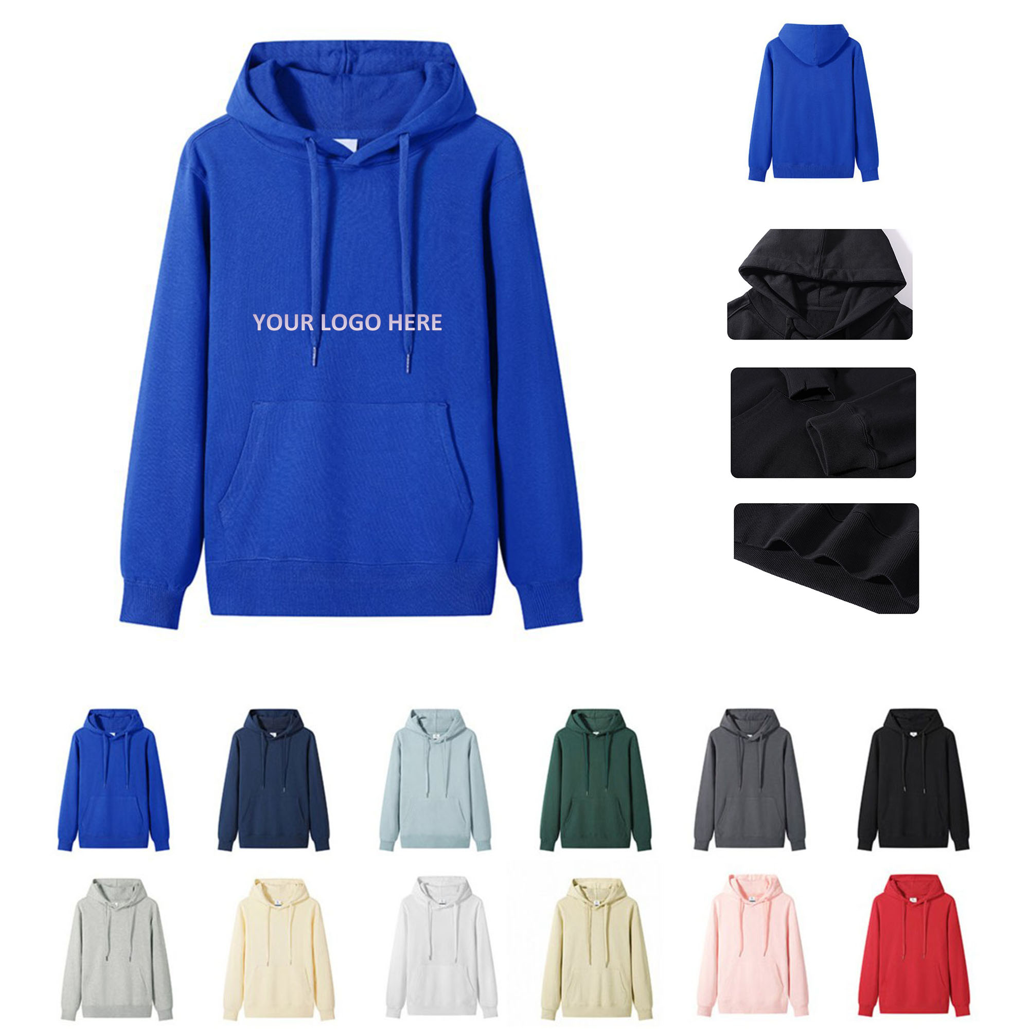 Solid Fleece Hooded Sweatshirt, custom hoodie or sweatshirt with logo imprint 8