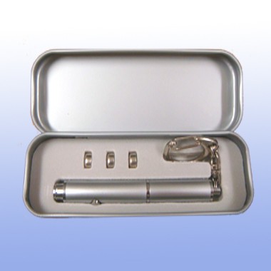 KEY RING WITH FLASH LIGHT & PEN IN A TIN BOX 1