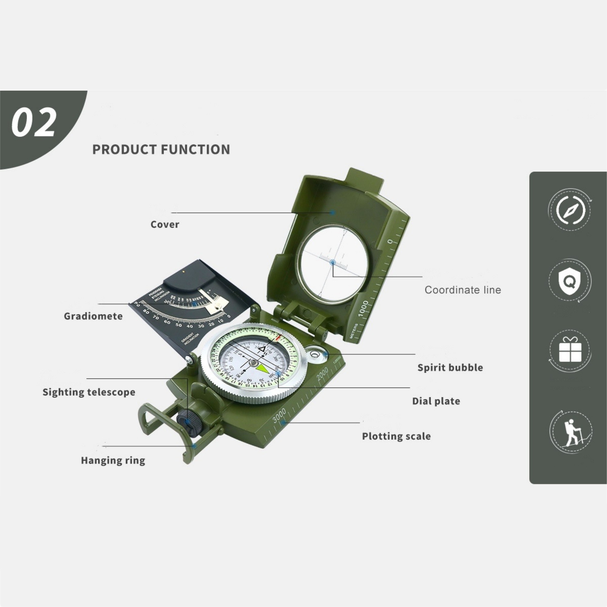 Military Grade Hiking Survival Compass 1