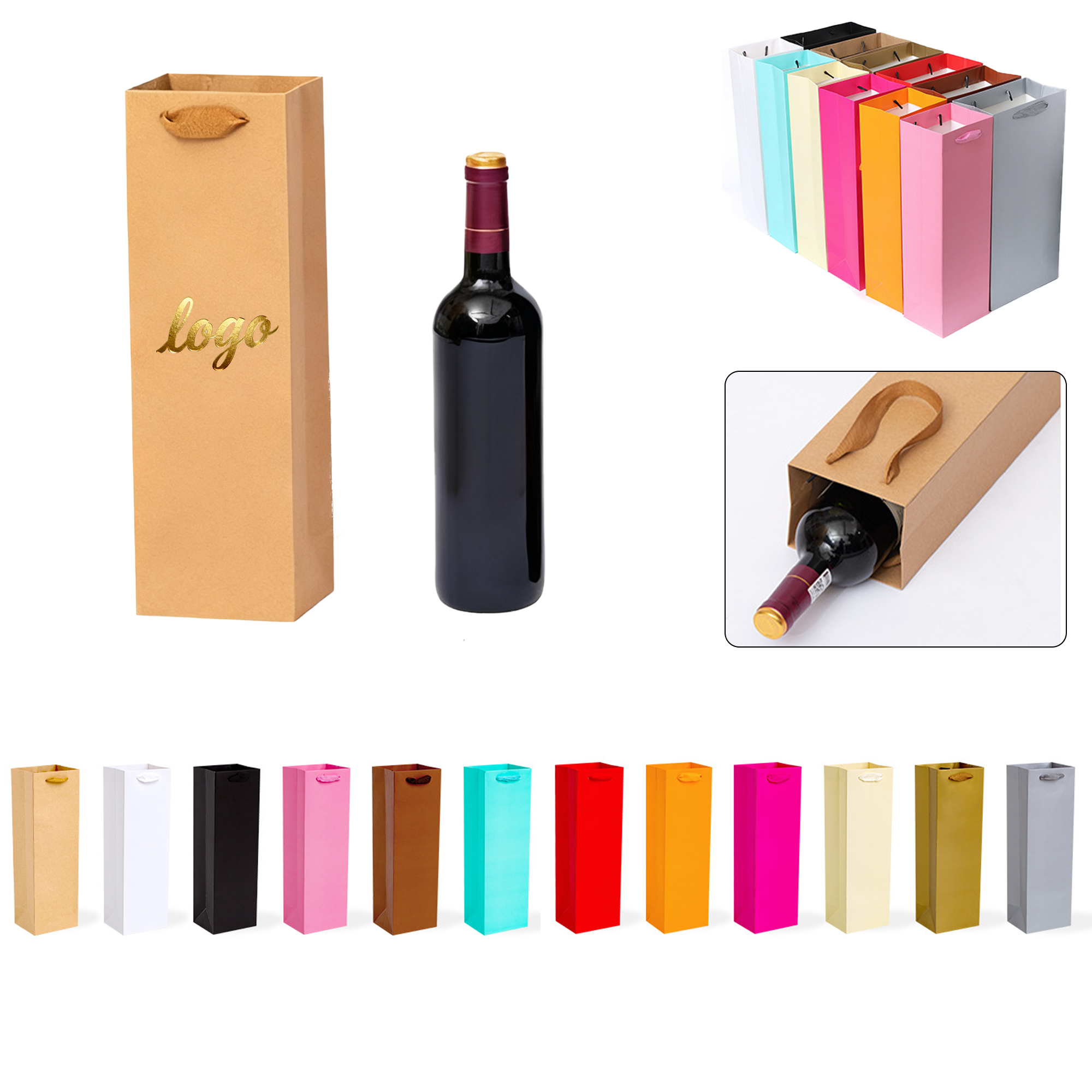 MOQ50 Colorful Wine Gift Bags 5