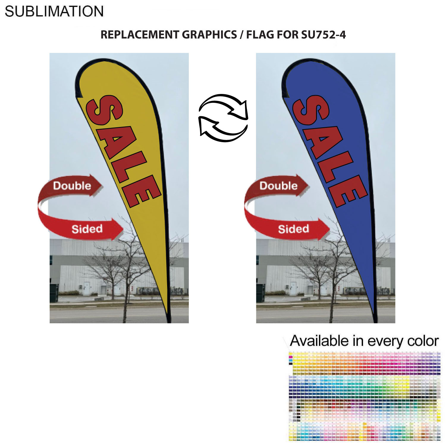 Replacement Flag for 13.5' Large Tear Drop Flag Kit, Full Color Graphics Double Sided 2