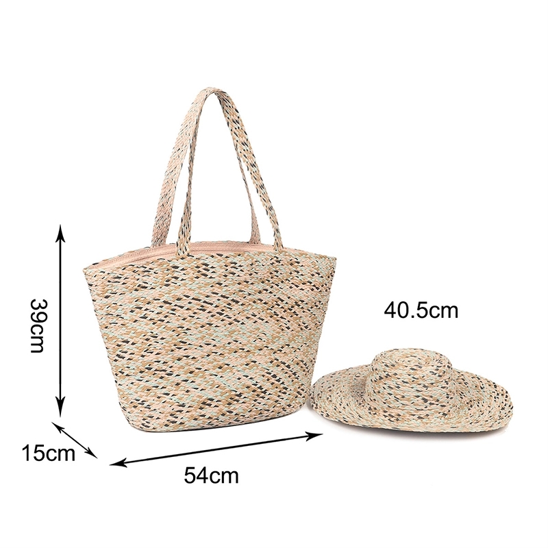 Natural Straw Bag Hand Woven Round Handle Handbags Retro 2